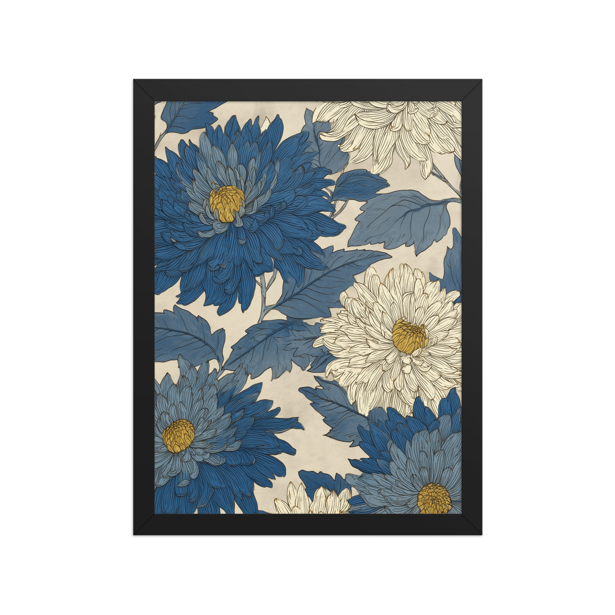 Mixed Chrysanthemums — Vintage Floral Pattern Wall Decor — Framed Poster - Image 4