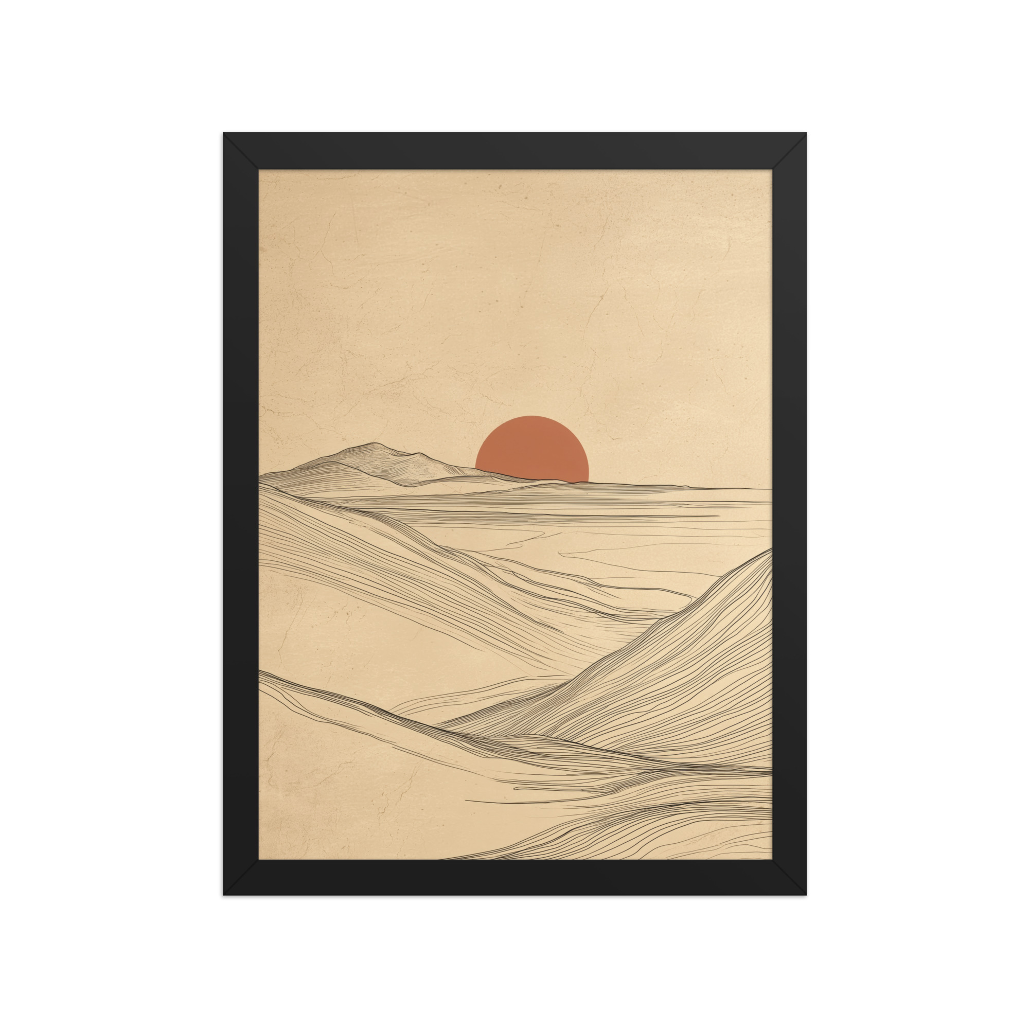 Flowing Ridges — Neutral Line Landscape Wall Art — Framed Poster - Image 2