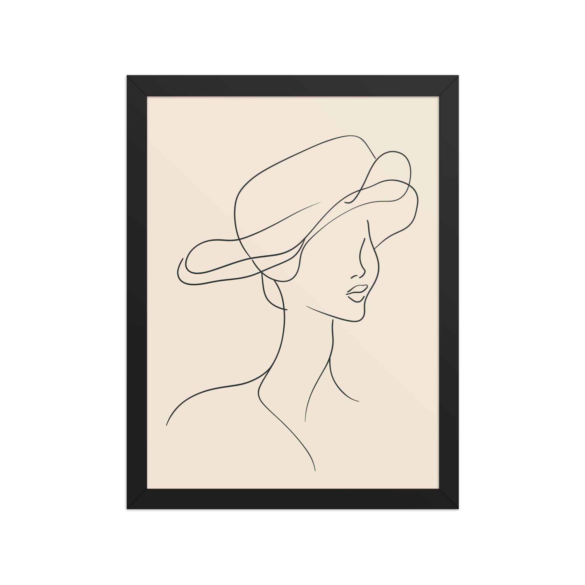 Woman in the Wind — Minimal Line Art Portrait Wall Art — Framed Poster - Image 2