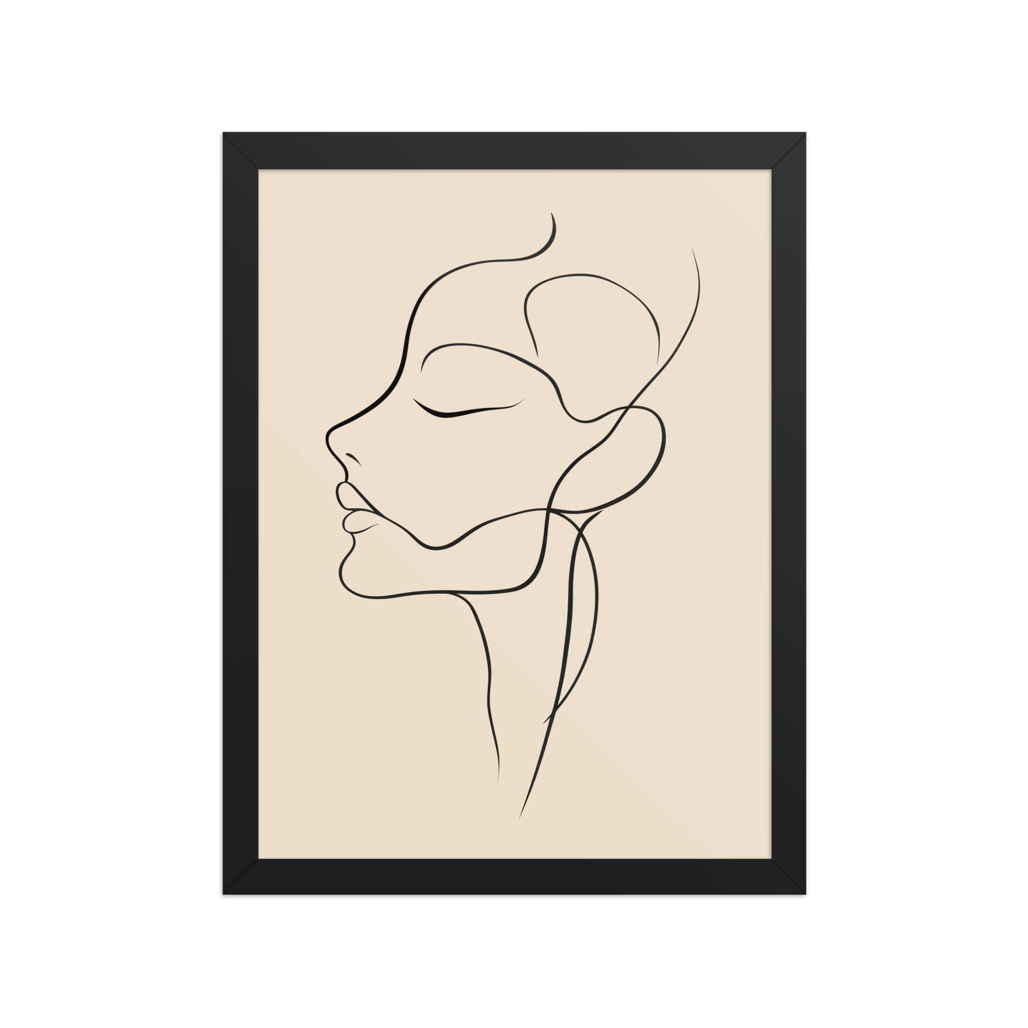 Serenity in Profile — Minimal Line Face Wall Art — Framed Poster - Image 2