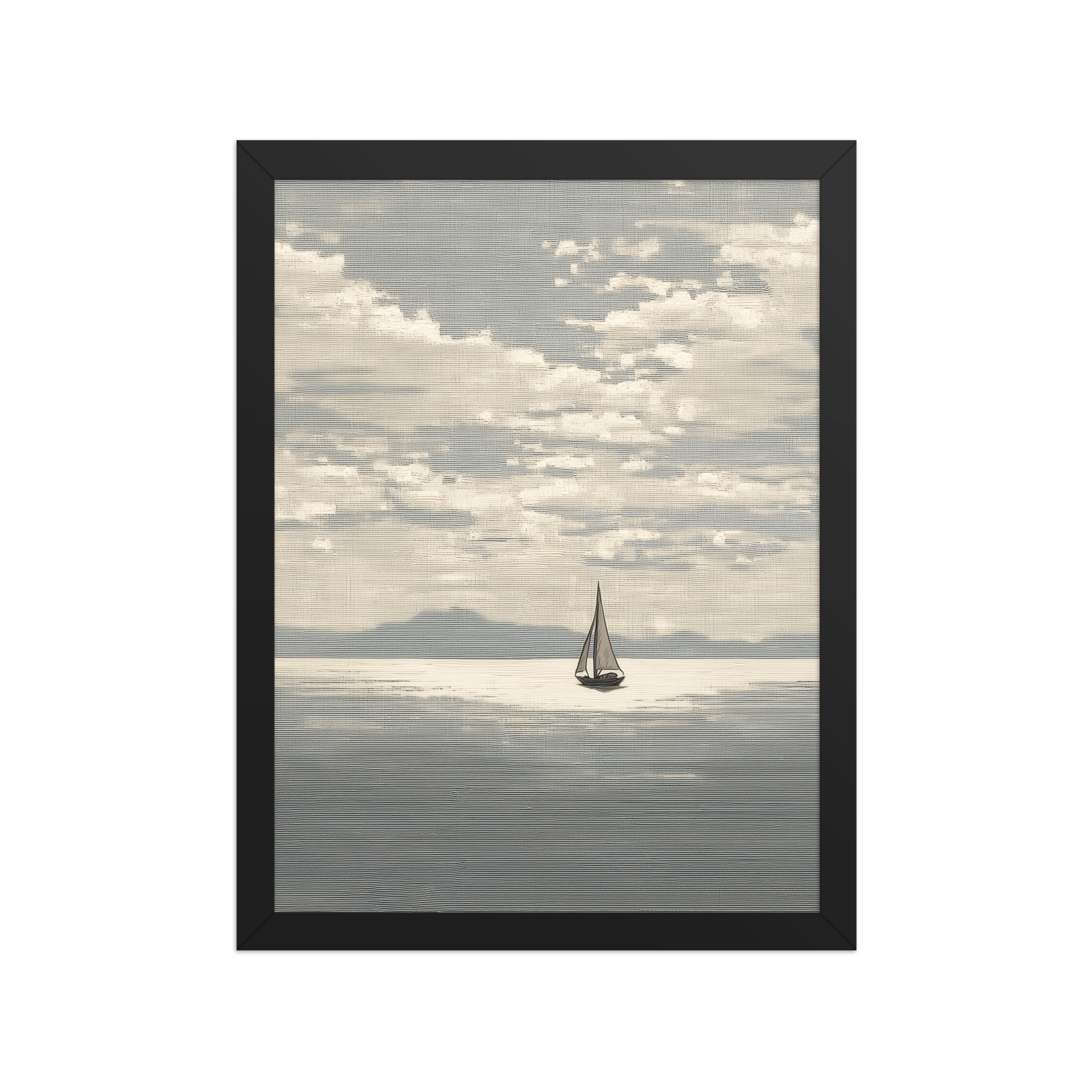 Sailboat Journey — Minimal Seascape, Neutral Japandi Wall Art — Framed Poster - Image 3