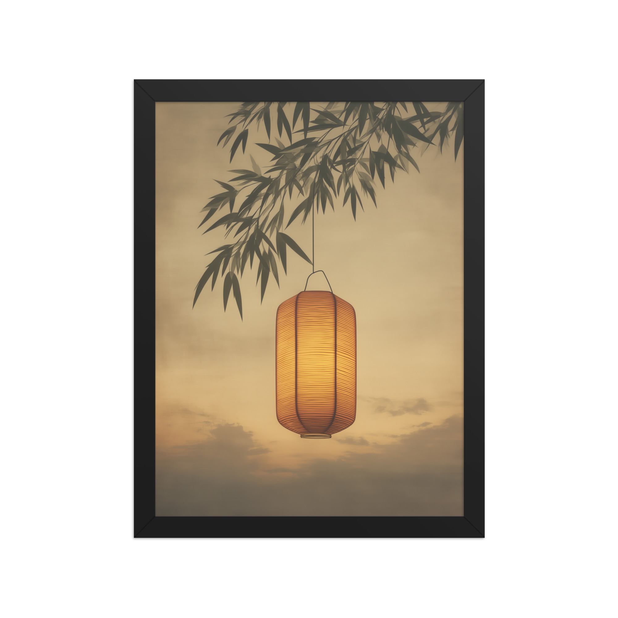 Lantern Glow — Japanese Lantern Minimal Wall Decor — Framed Poster - Image 3