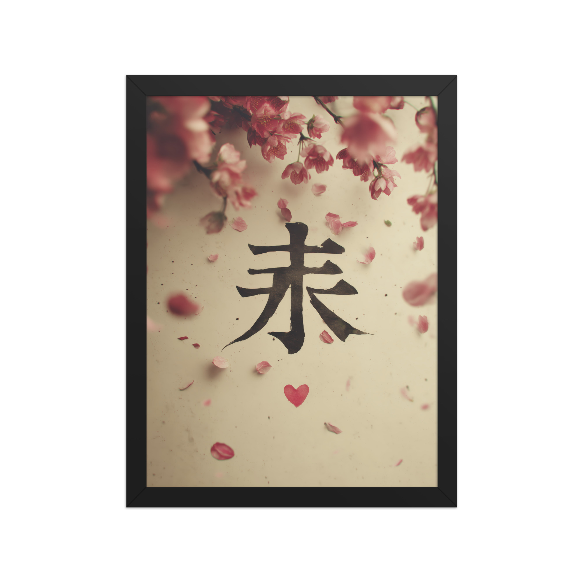Sakura Love — Cherry Blossom, Japanese Calligraphy Wall Decor — Framed Poster - Image 4