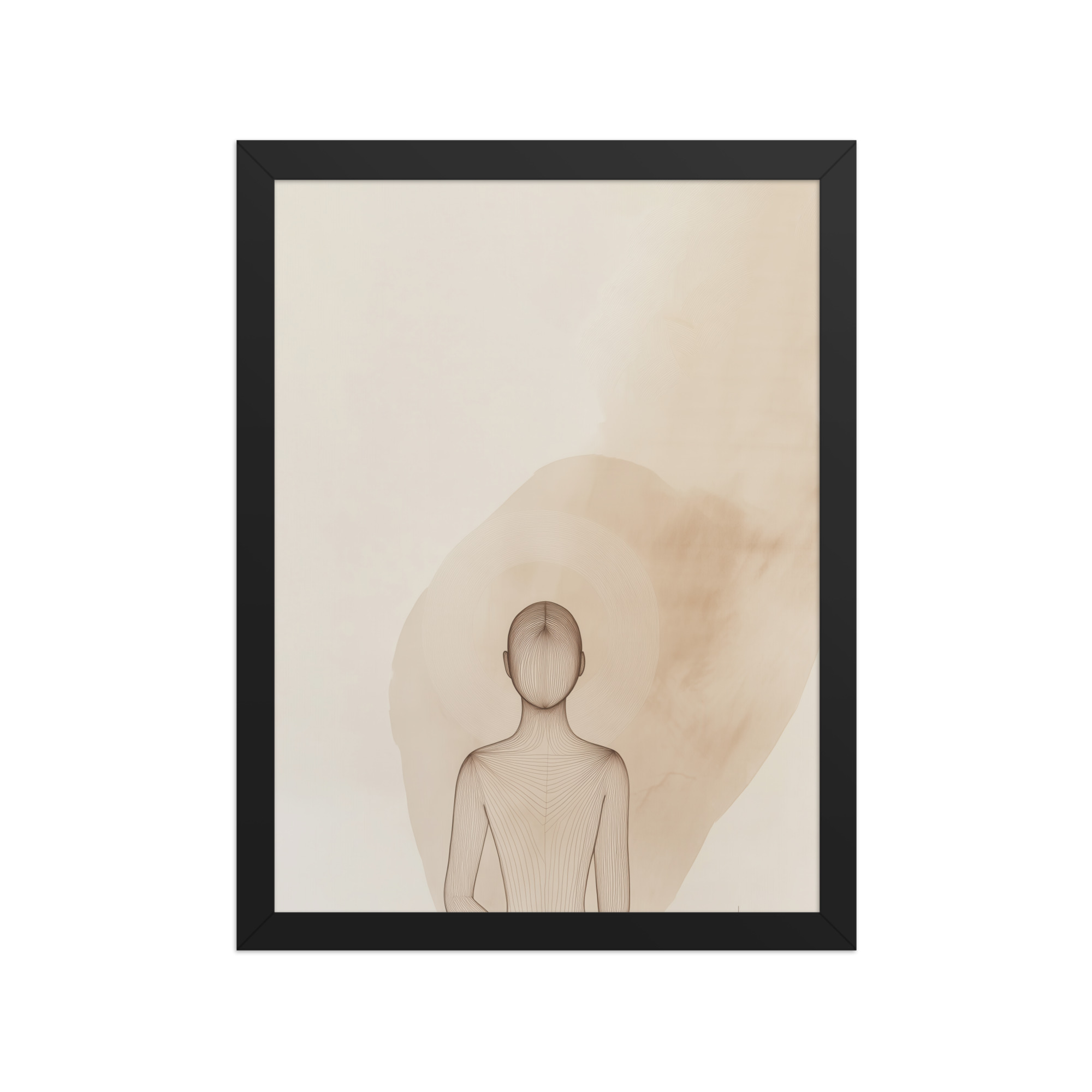 Inner Light – Minimalist Meditation Figure Japandi Wall Art – Framed Poster - Image 4