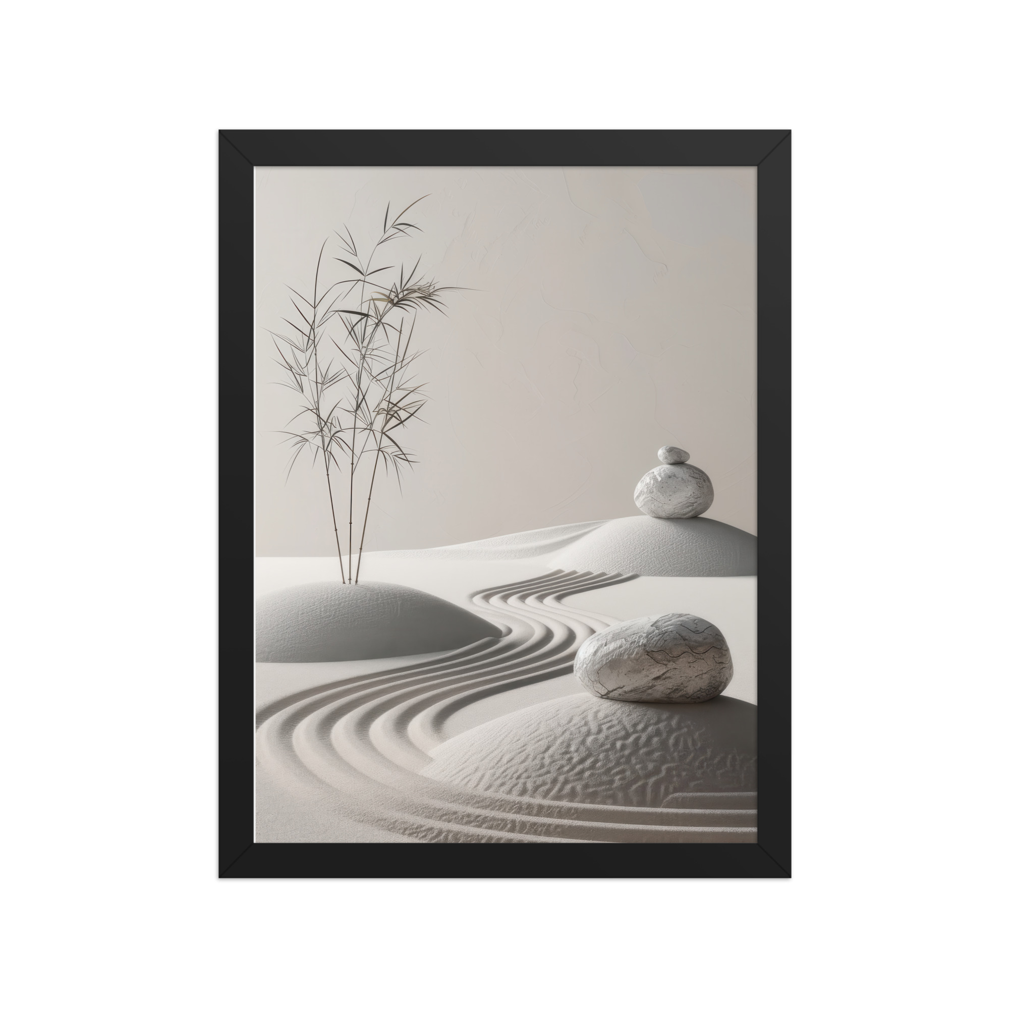 Stillness by the Sand Rake – Japandi Zen Garden Wall Art – Framed Poster - Image 3