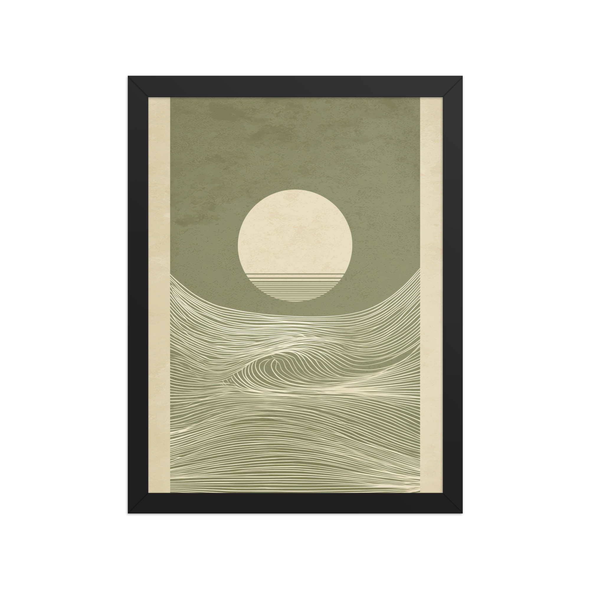 Zen Horizon Waves — Minimal Sunset Landscape Wall Decor — Framed Poster - Image 4