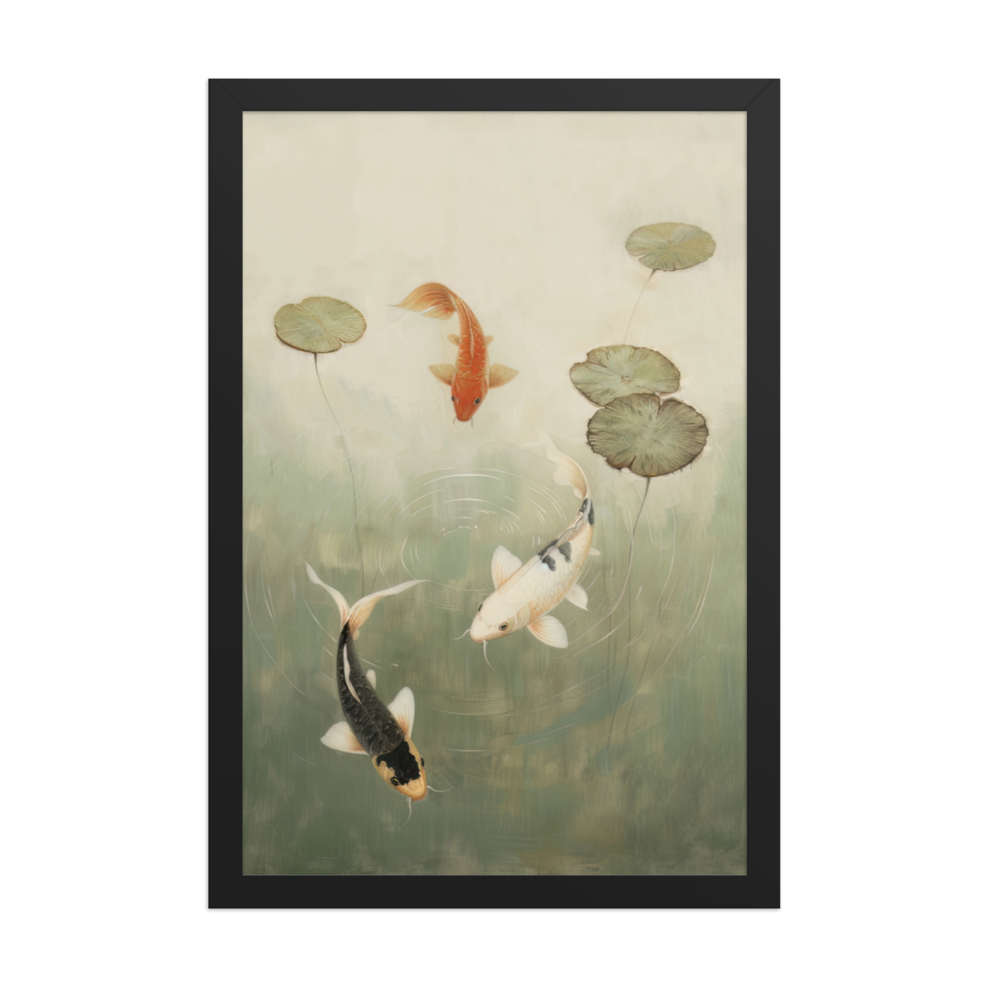 Koi Among Lilies — Tranquil Pond Art — Framed Poster - Image 5