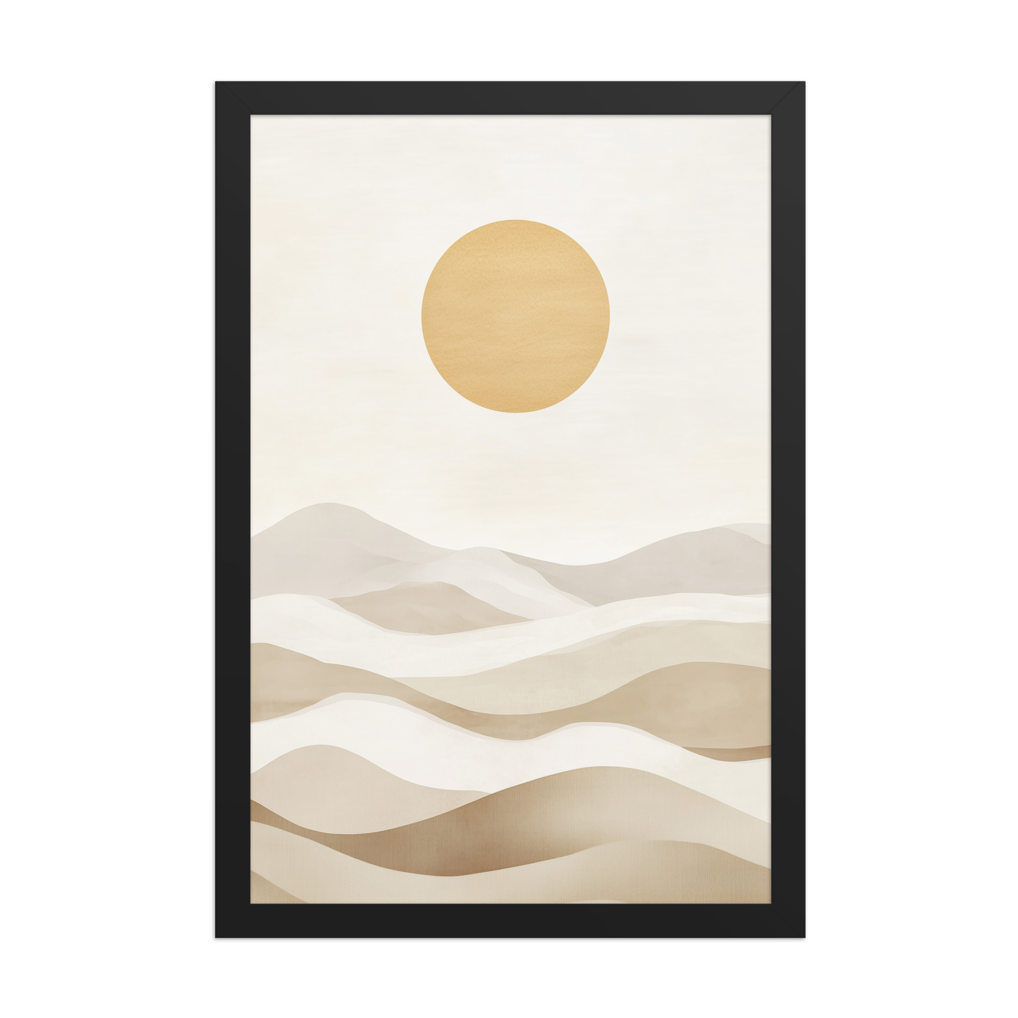 Minimal Dunes and Golden Sun — Japandi Desert Landscape Wall Decor — Framed Poster - Image 4