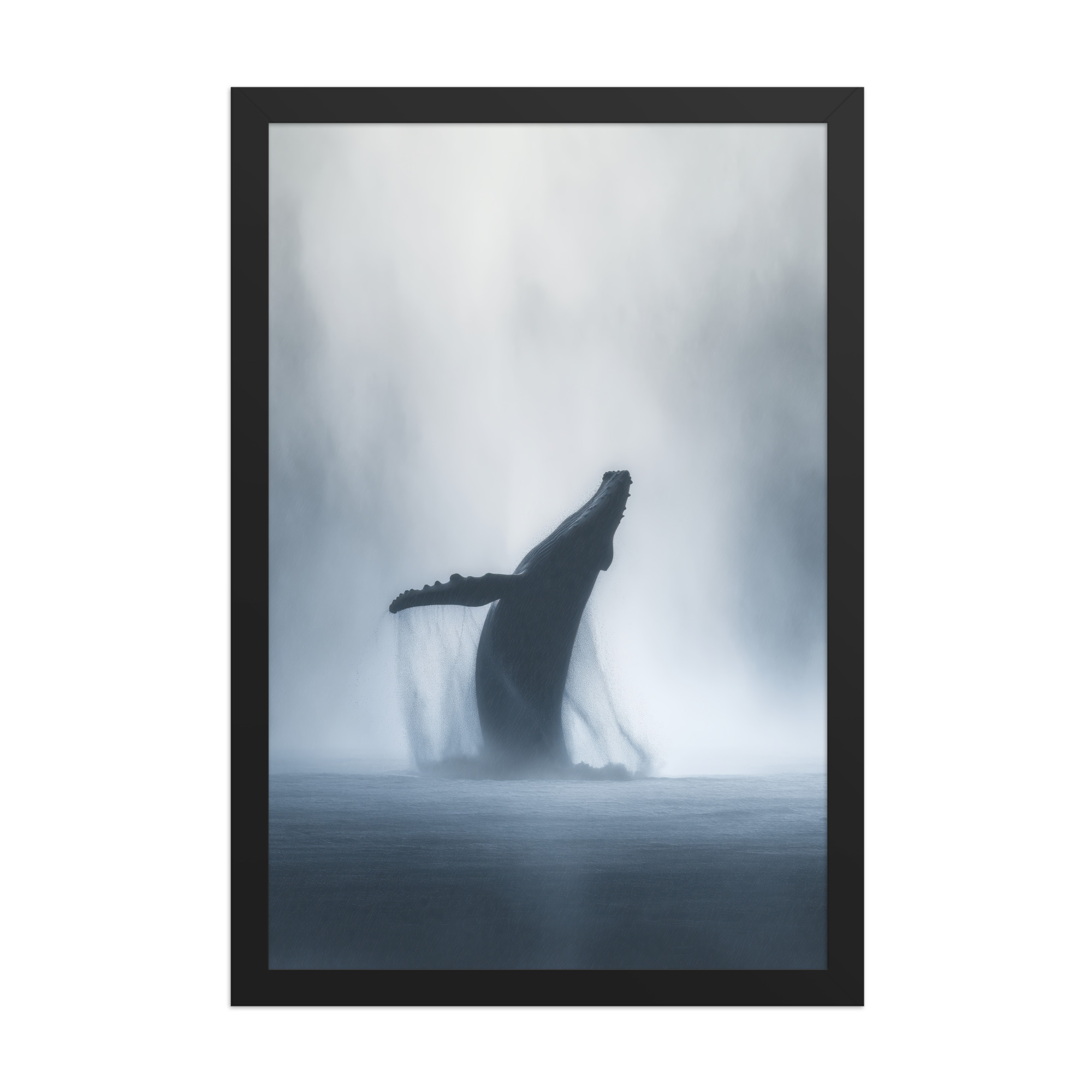 Whale in the Mist — Humpback Breach in Foggy Seascape Wall Decor — Framed Poster - Image 5