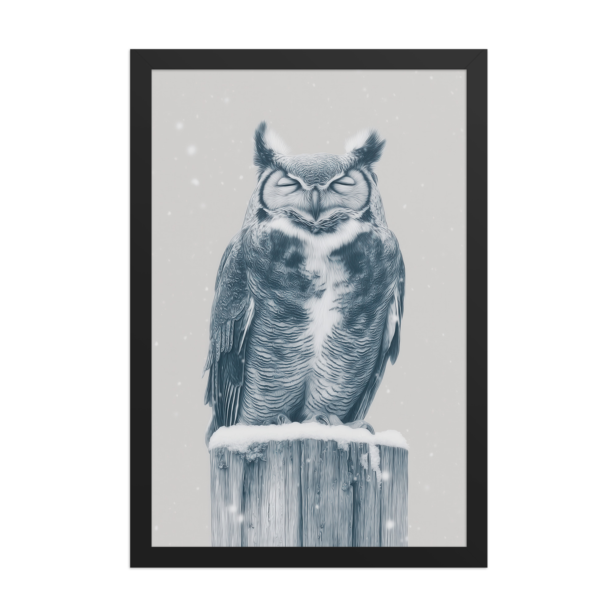 Silent Sentinel – Snow Owl Winter Wildlife Art in Neutrals Wall Decor — Framed Poster - Image 5