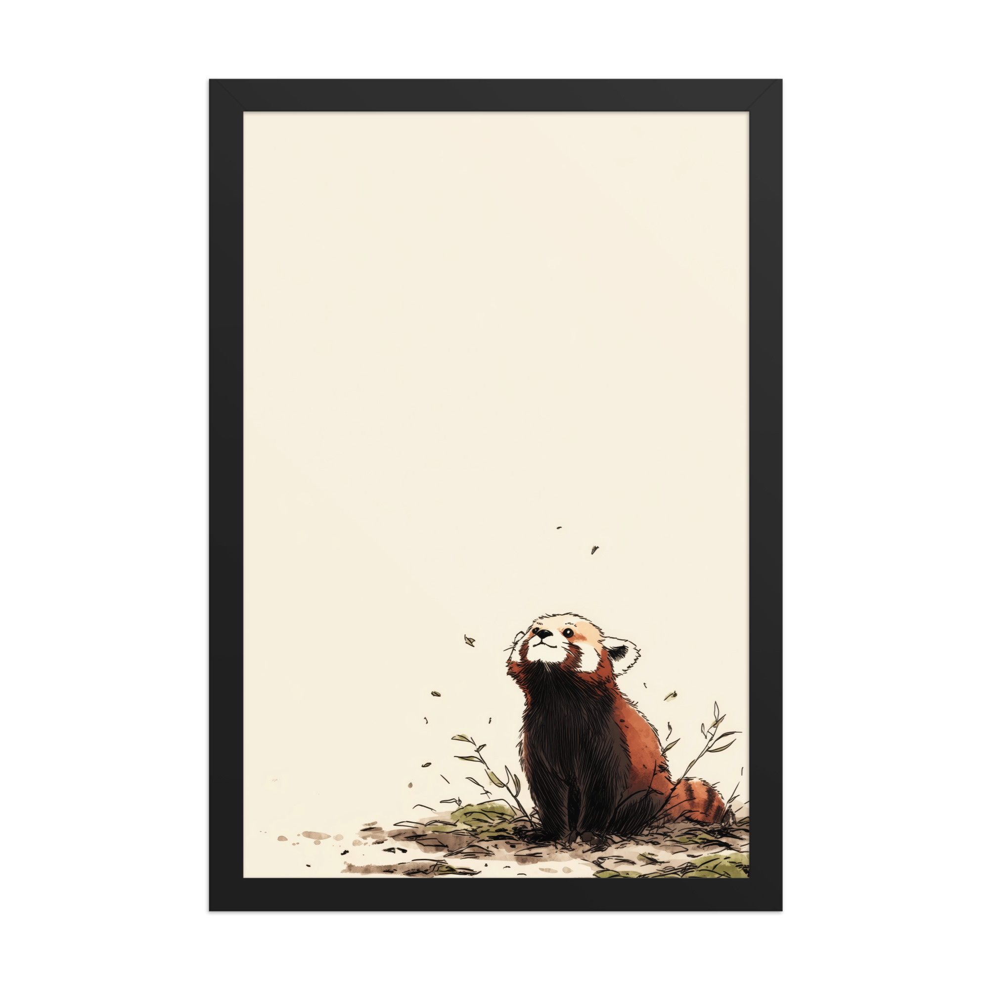 Red Panda in the Wind — Minimal Illustrated Animal Wall Art — Framed Poster - Image 4