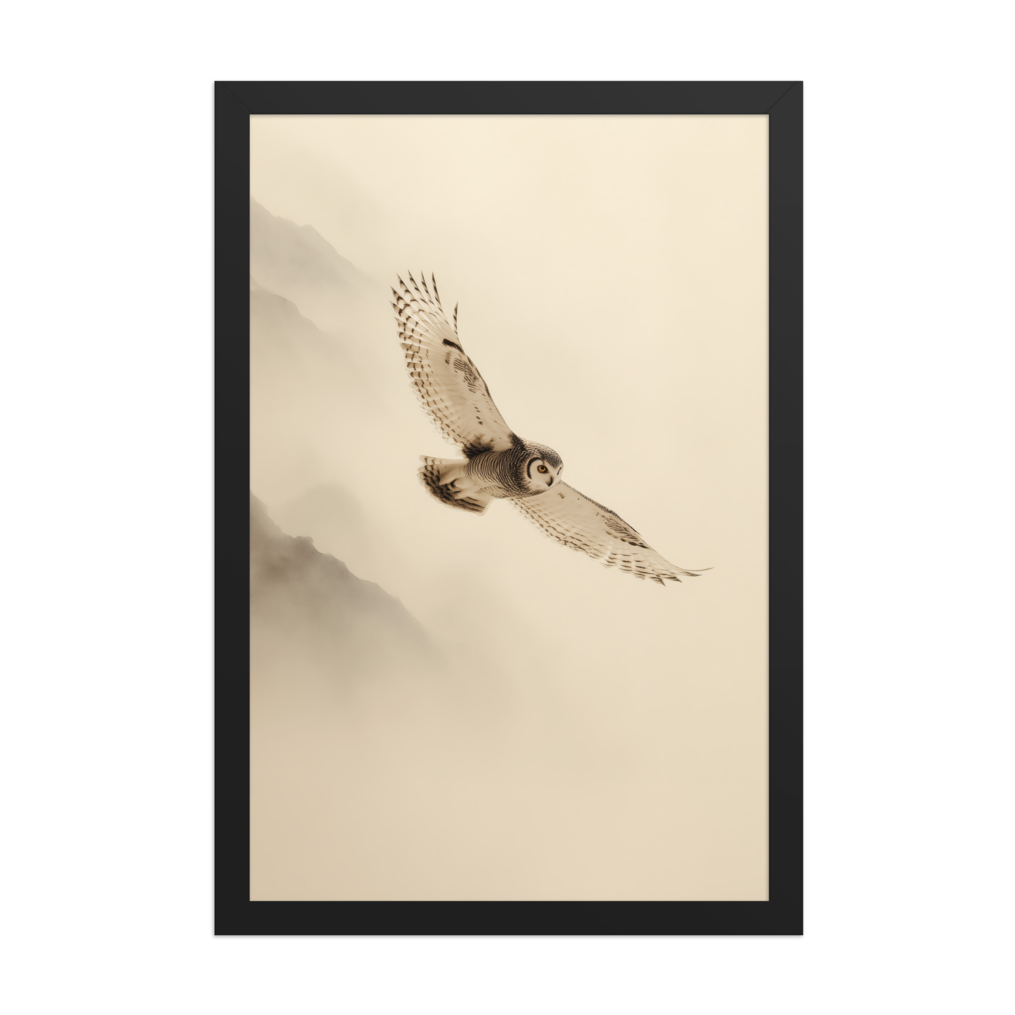 Flight Through Mist — Owl in Motion Wildlife Wall Art — Framed Poster - Image 4