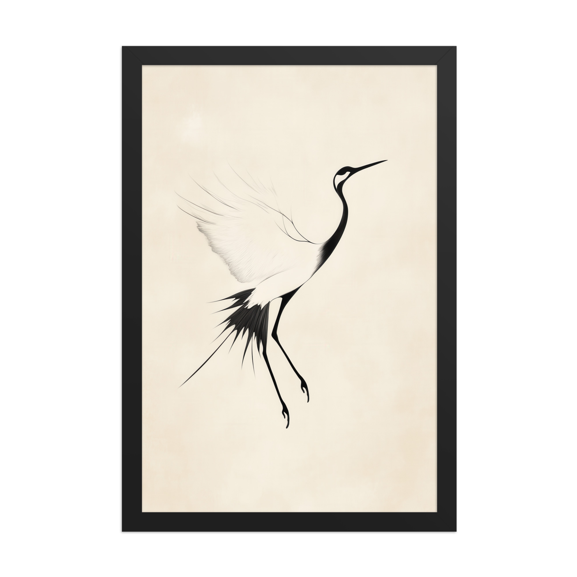Crane of Still Winds — Red-Crowned Crane Minimal Ink Art — Framed Poster - Image 5