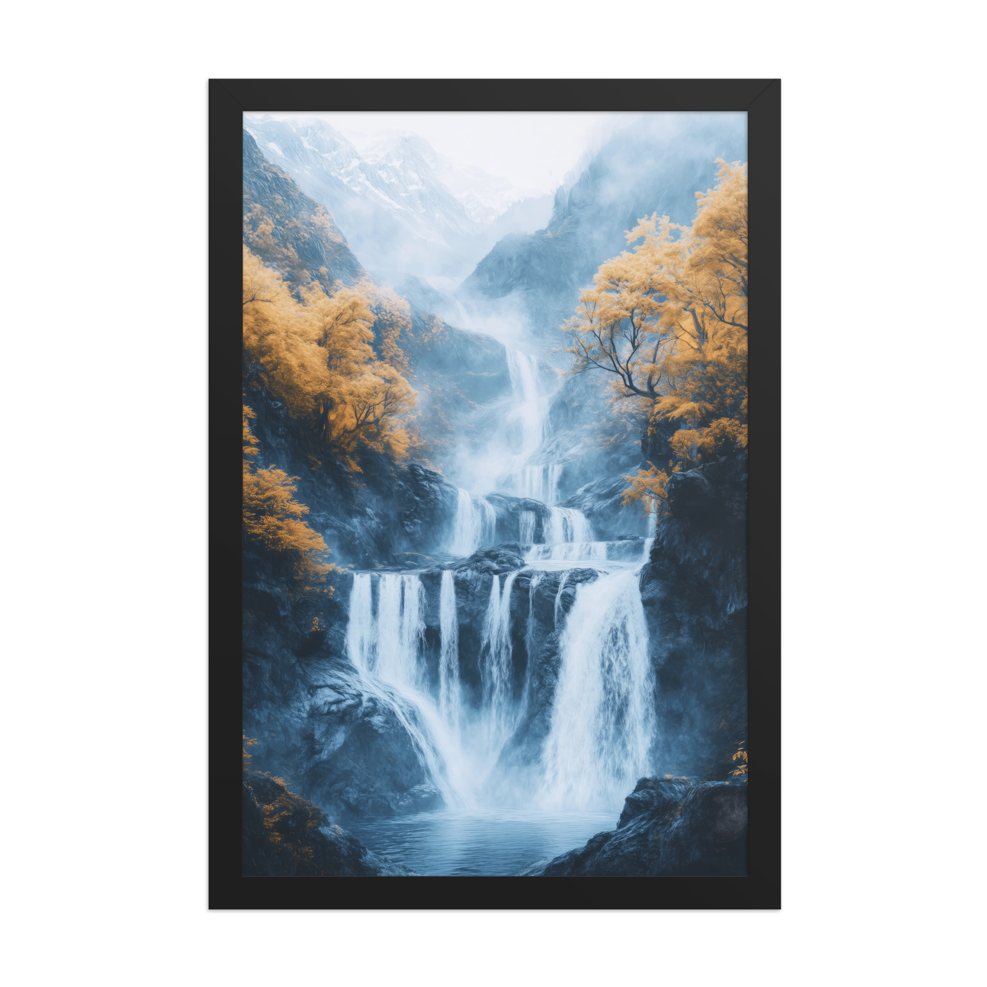 Autumn Falls — Waterfall Landscape Wall Art — Framed Poster - Image 4