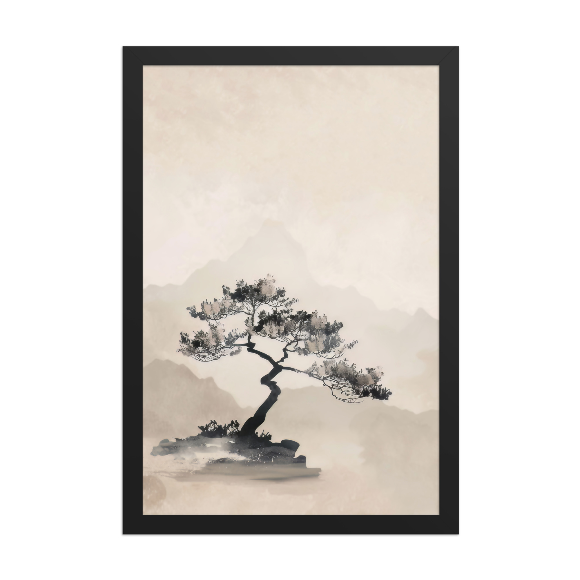 Bonsai Tree — Ink-Wash Landscape Wall Decor — Framed Poster - Image 4