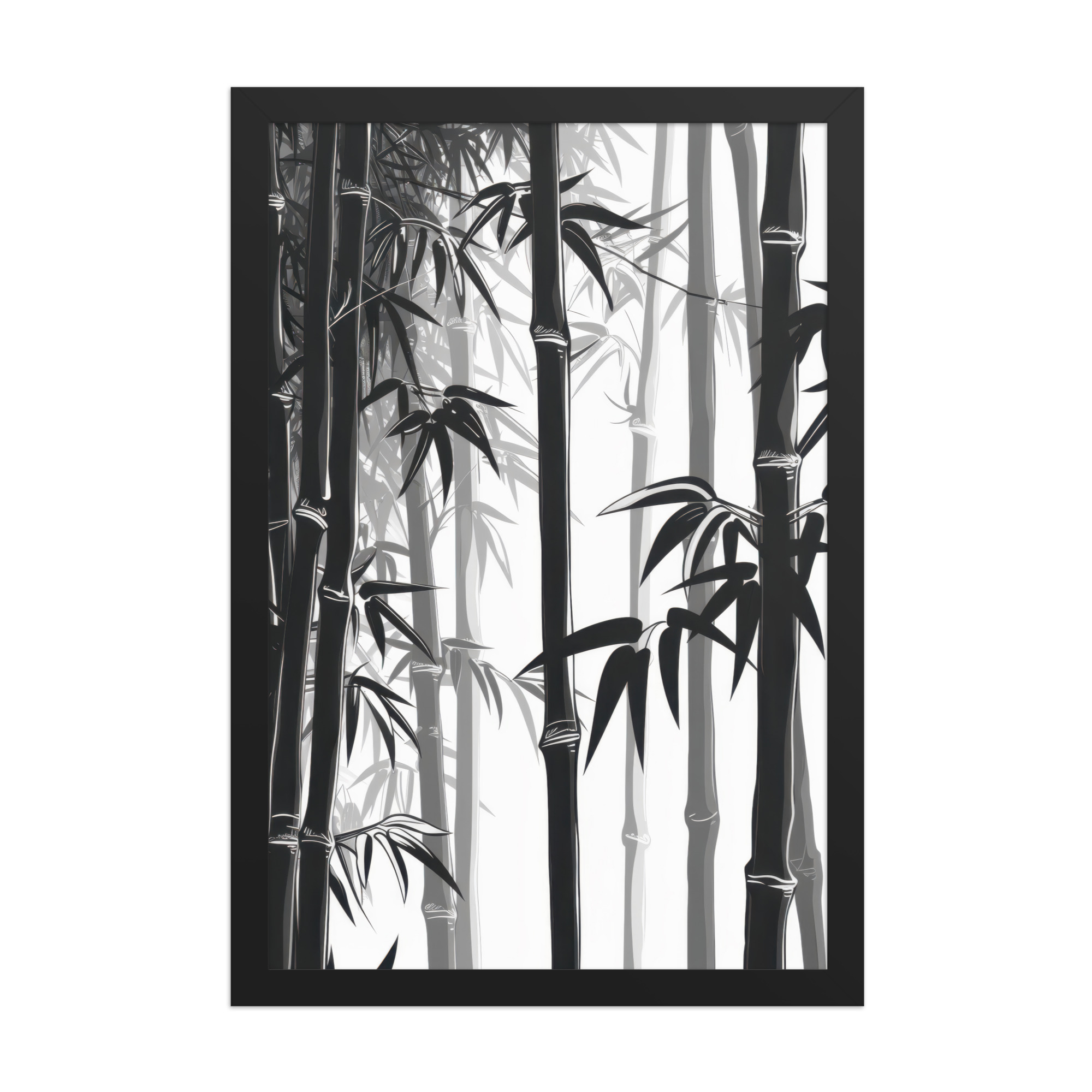 Bamboo Grove Silence — Monochrome Nature Wall Decor — Framed Poster - Image 4