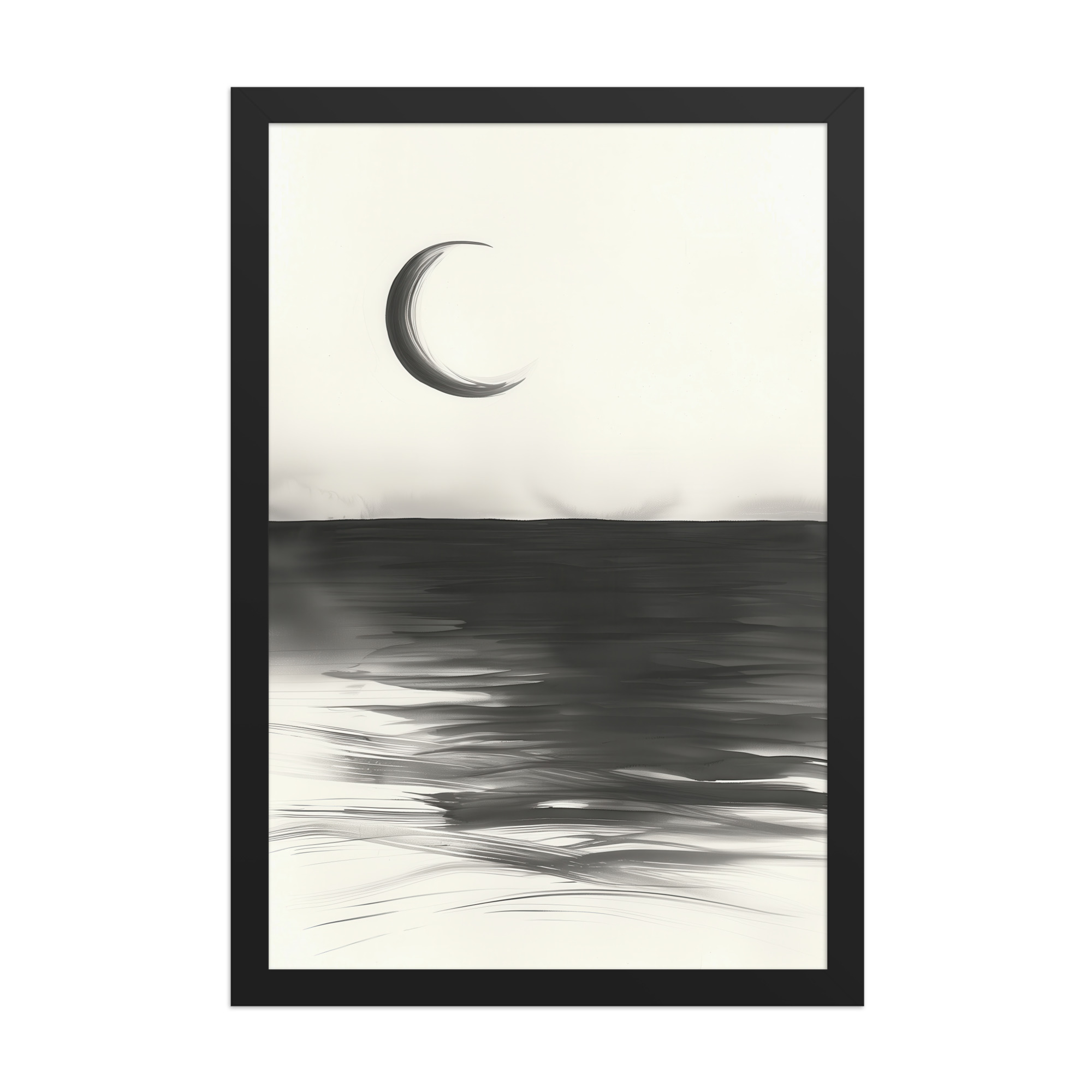Crescent Reflections — Minimal Seascape Wall Decor — Framed Poster - Image 5