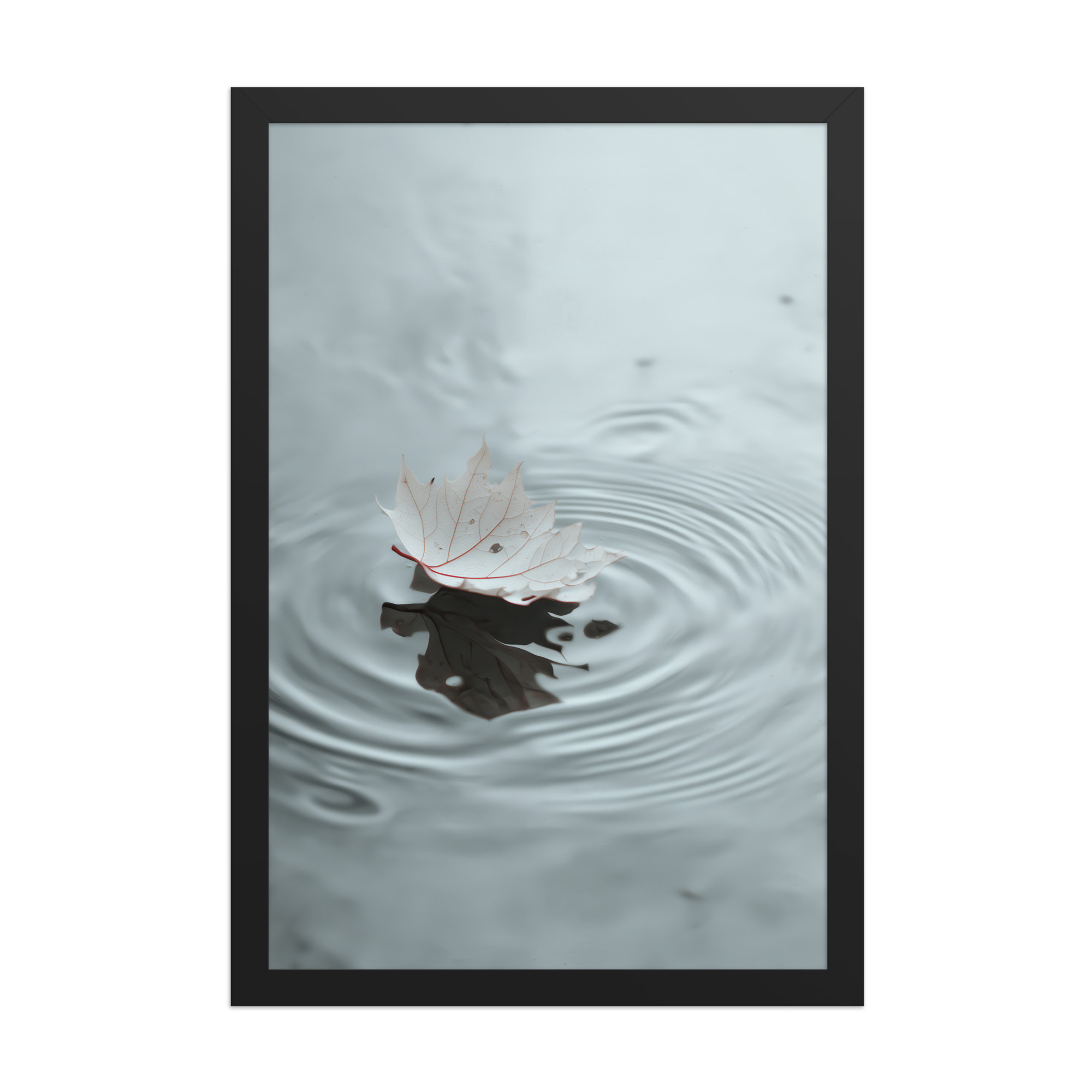 Floating Stillness — Leaf on Water Wall Decor — Framed Poster - Image 5