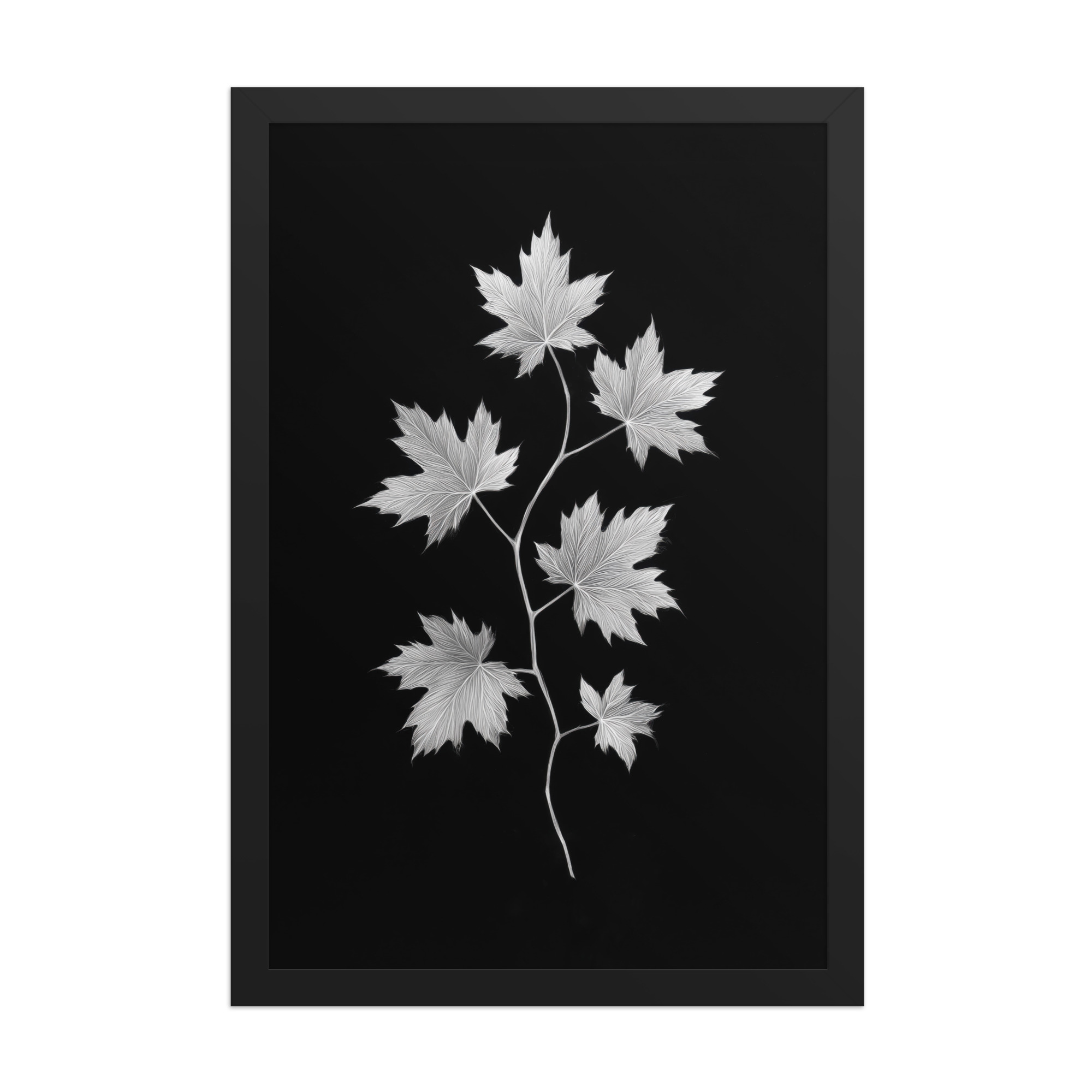 Ivory Veins — Japandi Maple Line Art — Framed Poster - Image 5