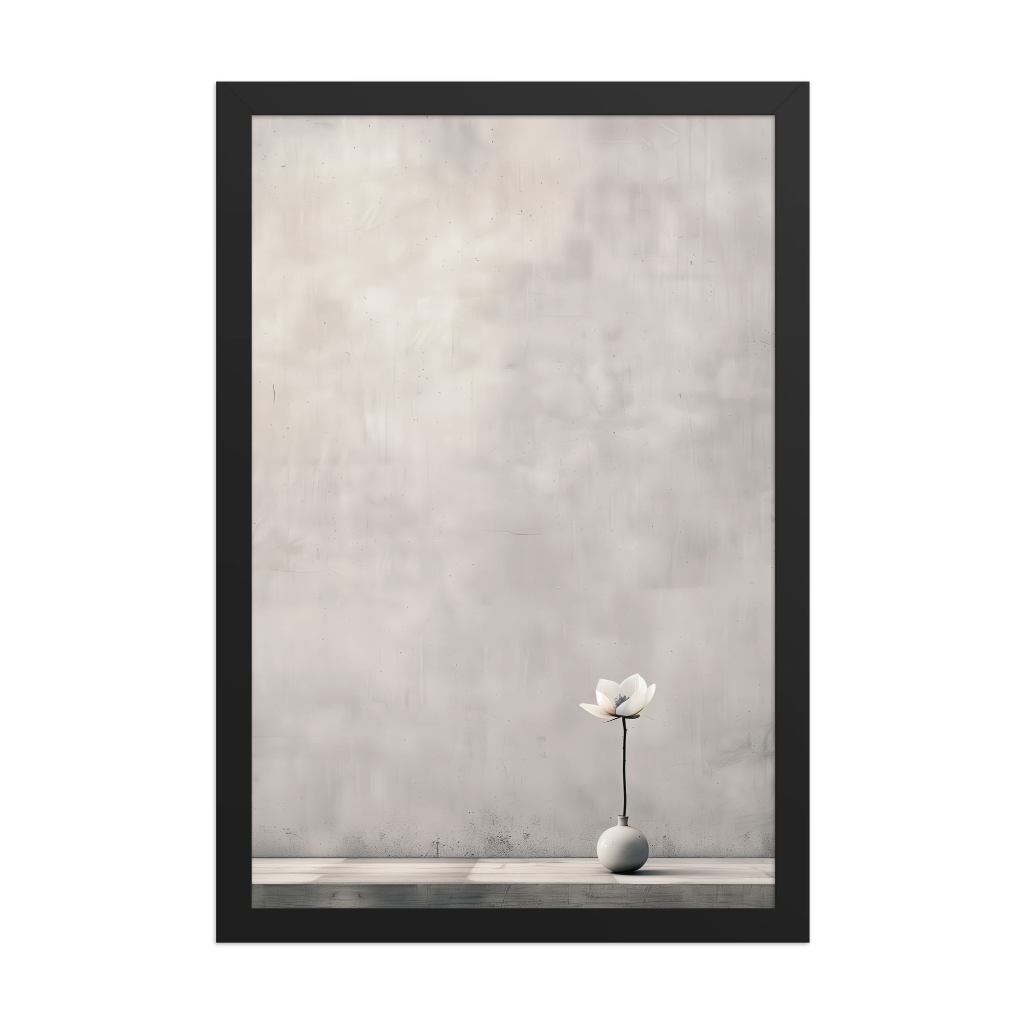 Lotus Minimalism — Single-Stem Vase Minimal Wall Decor — Framed Poster - Image 4