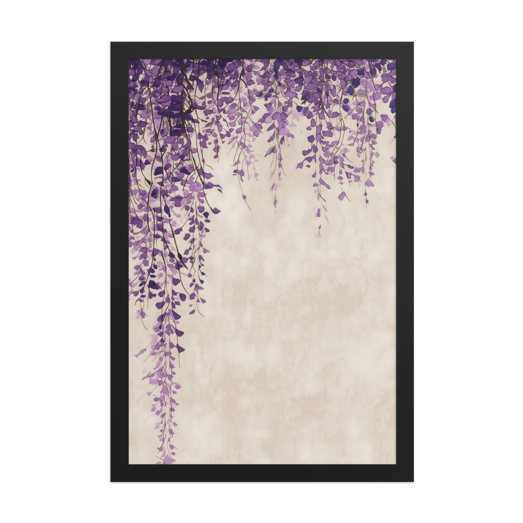 Wisteria Cascade — Japandi Hanging Floral Wall Decor — Framed Poster - Image 4