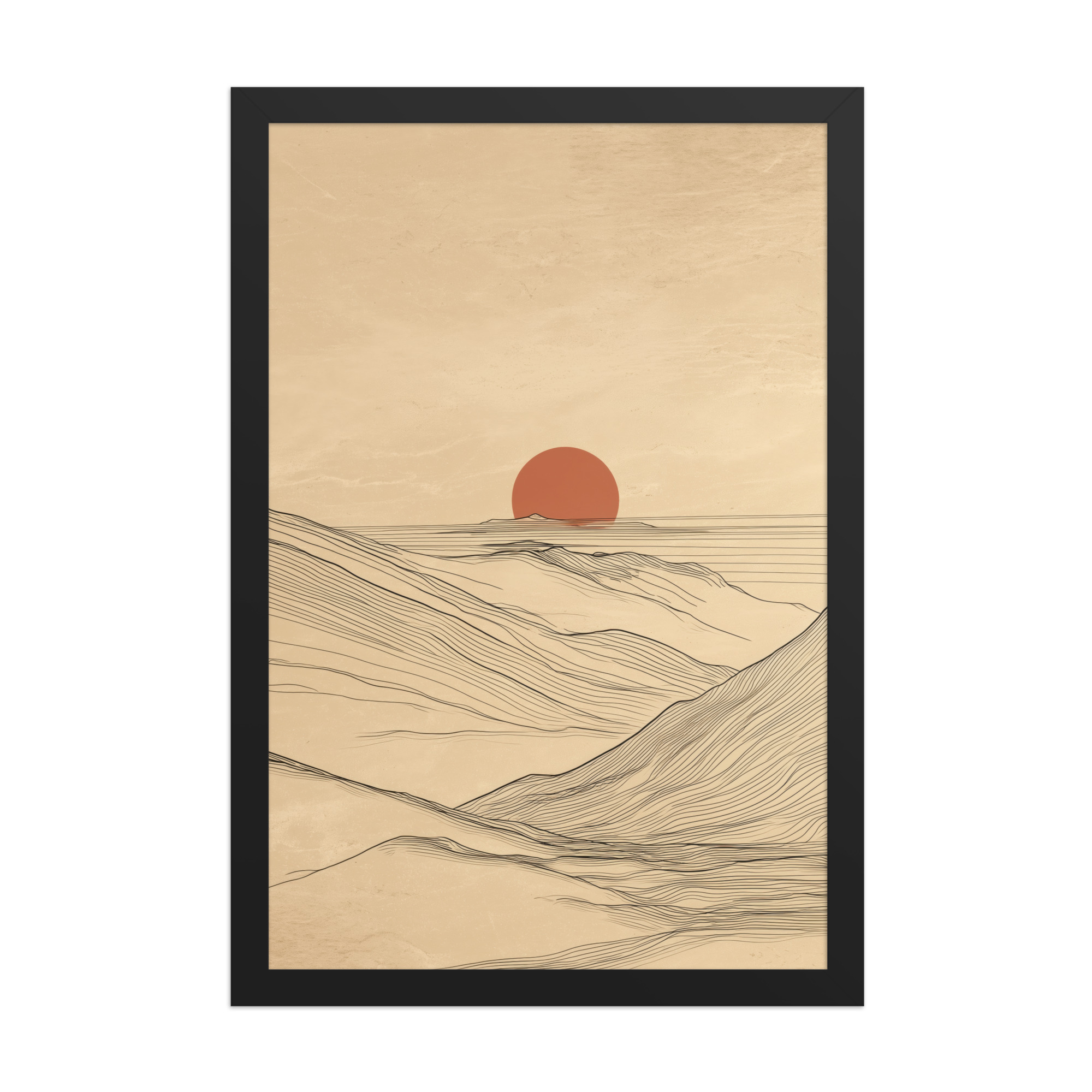 Desert Horizon — Japandi Desert Line Landscape Wall Art — Framed Poster - Image 3