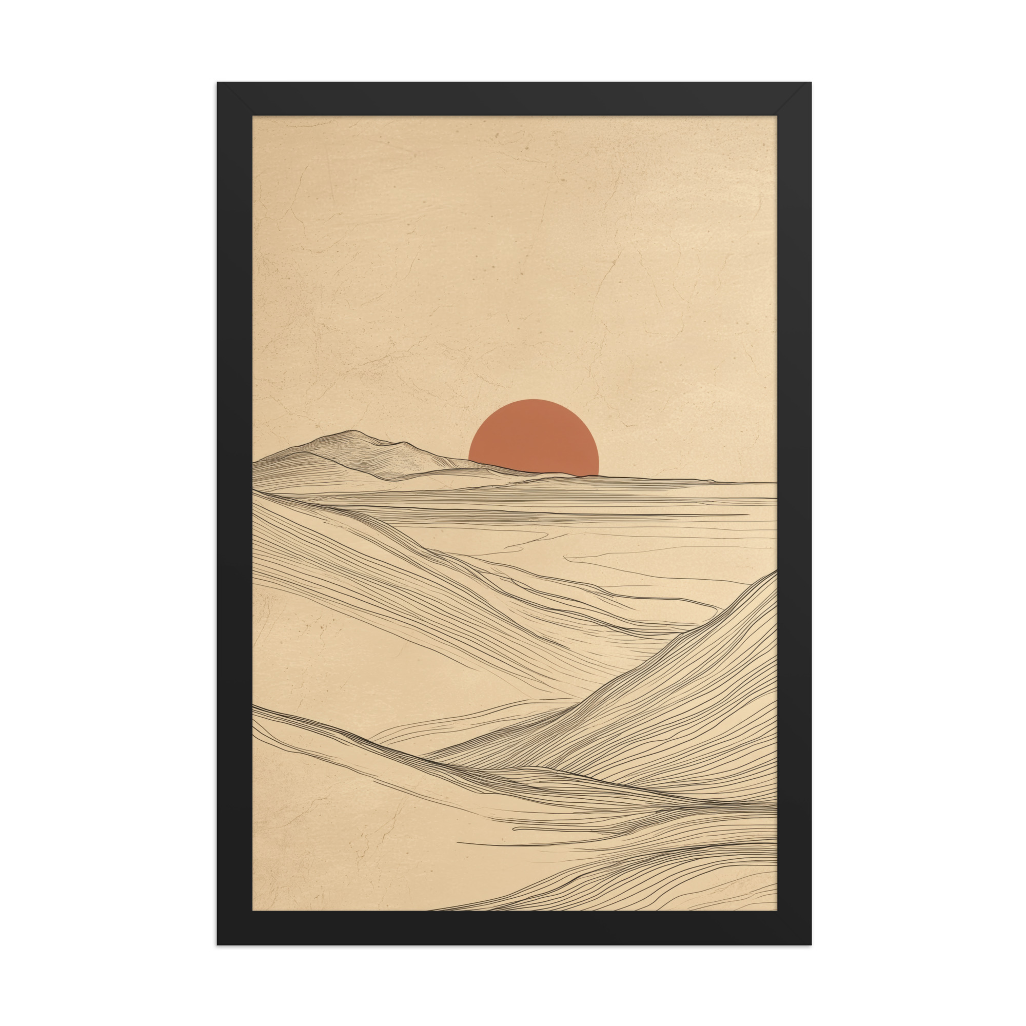 Flowing Ridges — Neutral Line Landscape Wall Art — Framed Poster - Image 3