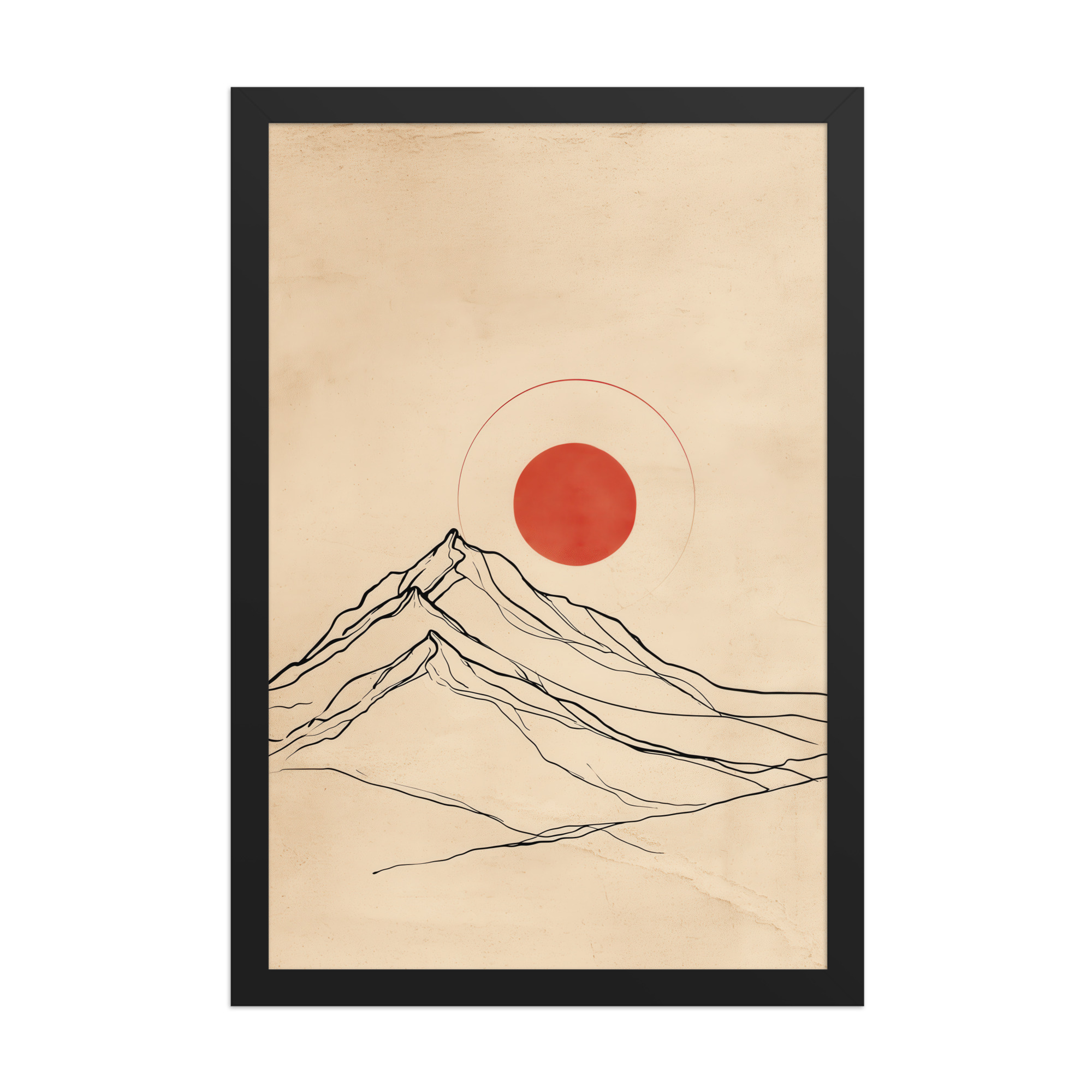 Eternal Sun — Minimal Mountain and Red Sun Wall Art — Framed Poster - Image 3