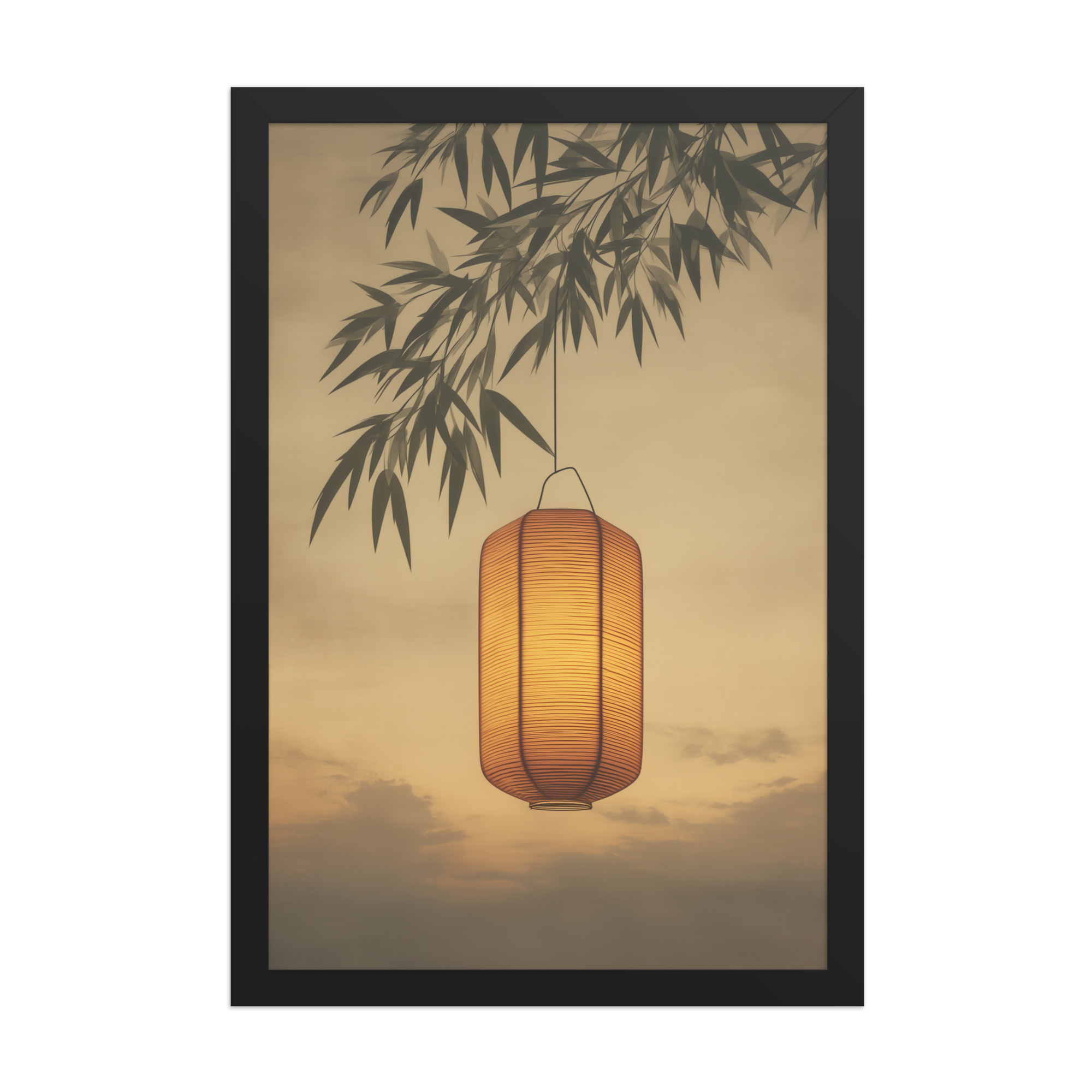 Lantern Glow — Japanese Lantern Minimal Wall Decor — Framed Poster - Image 4