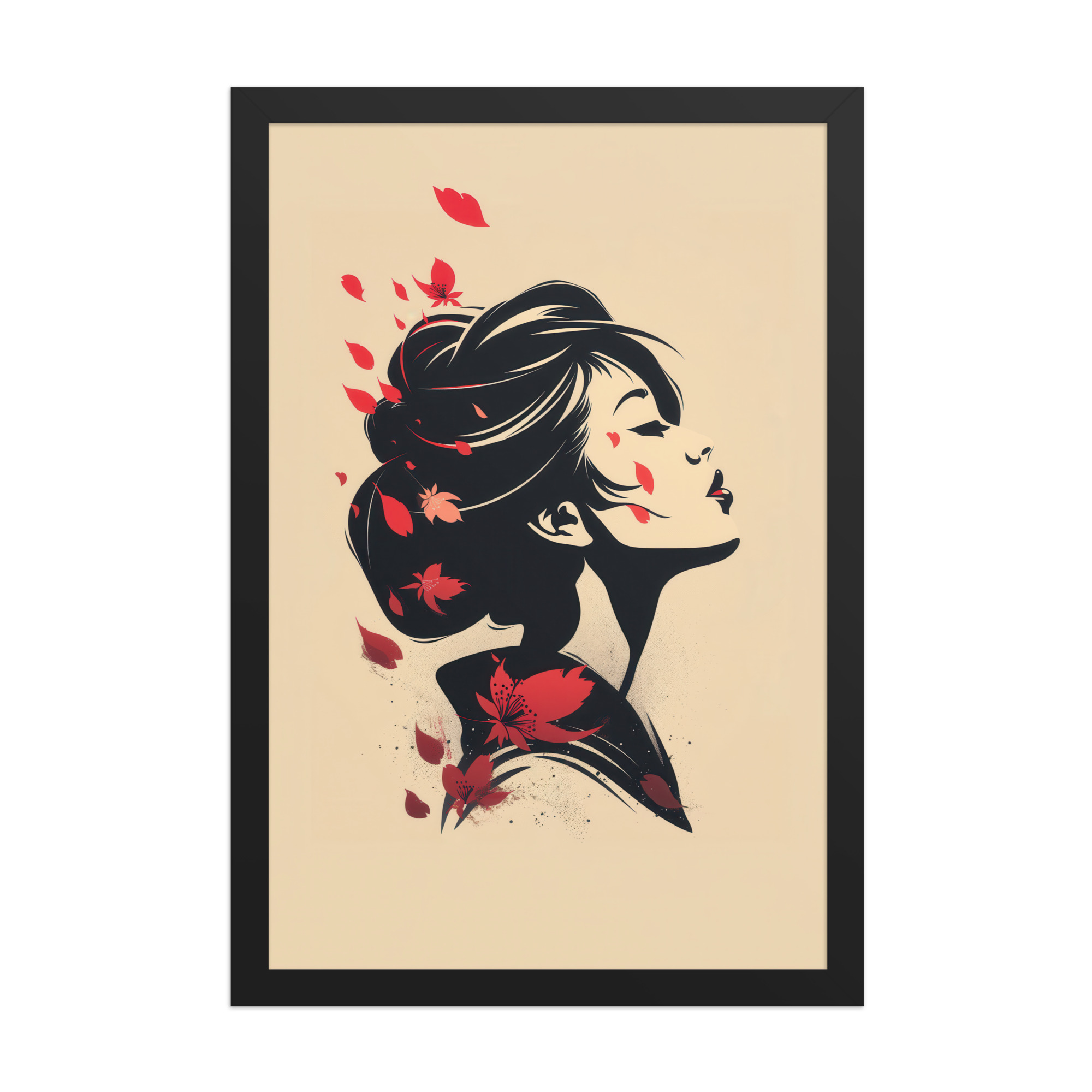 Blossoms in the Wind — Japandi Geisha Minimal Wall Art — Framed Poster - Image 5