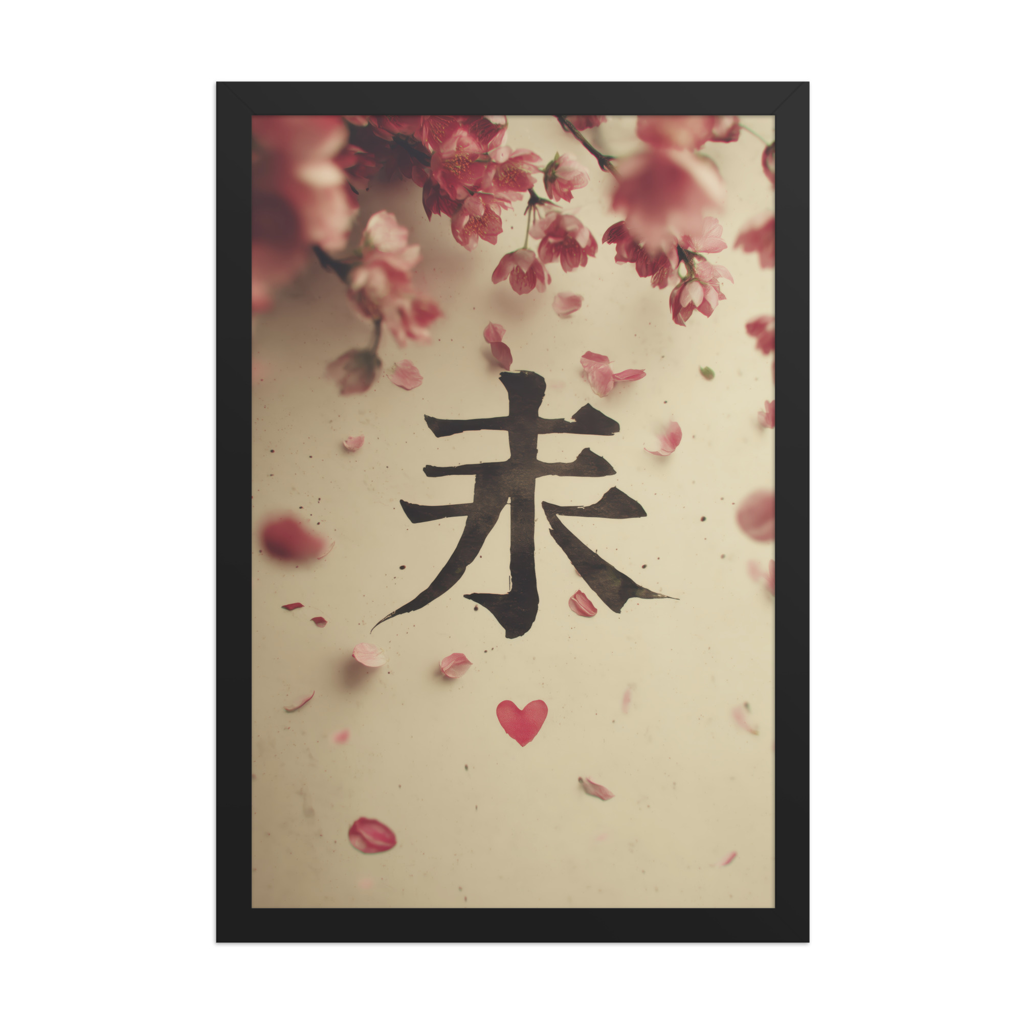 Sakura Love — Cherry Blossom, Japanese Calligraphy Wall Decor — Framed Poster - Image 5
