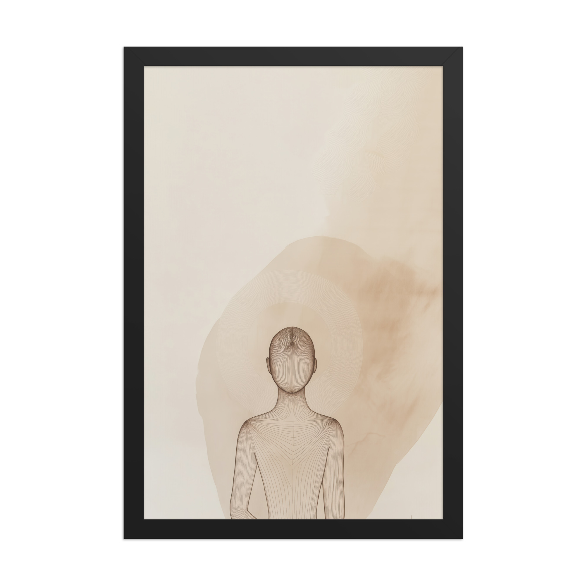 Inner Light – Minimalist Meditation Figure Japandi Wall Art – Framed Poster - Image 5