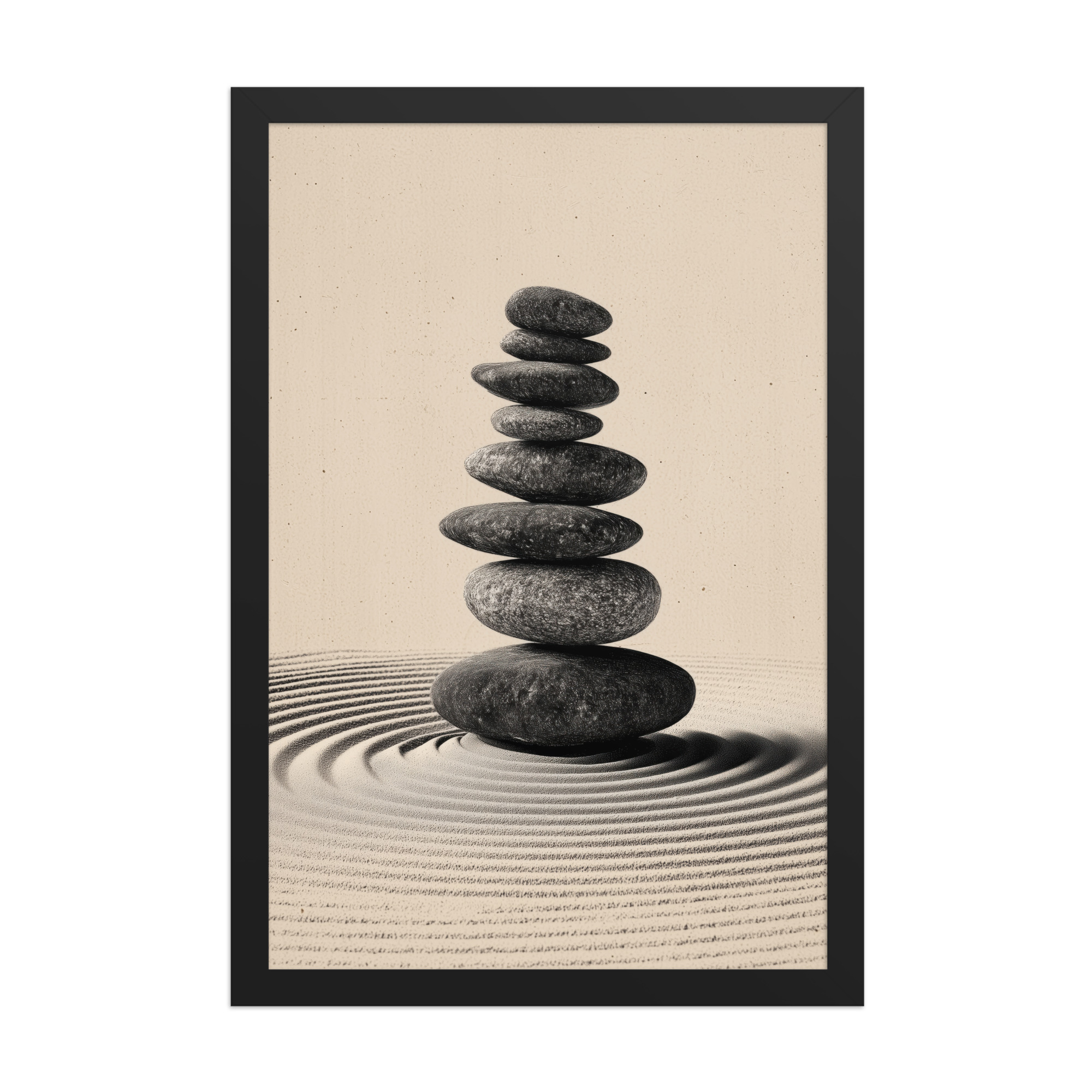 Balanced Stillness – Stacked Stones I Neutral Zen Stones Wall Art – Framed Poster - Image 5