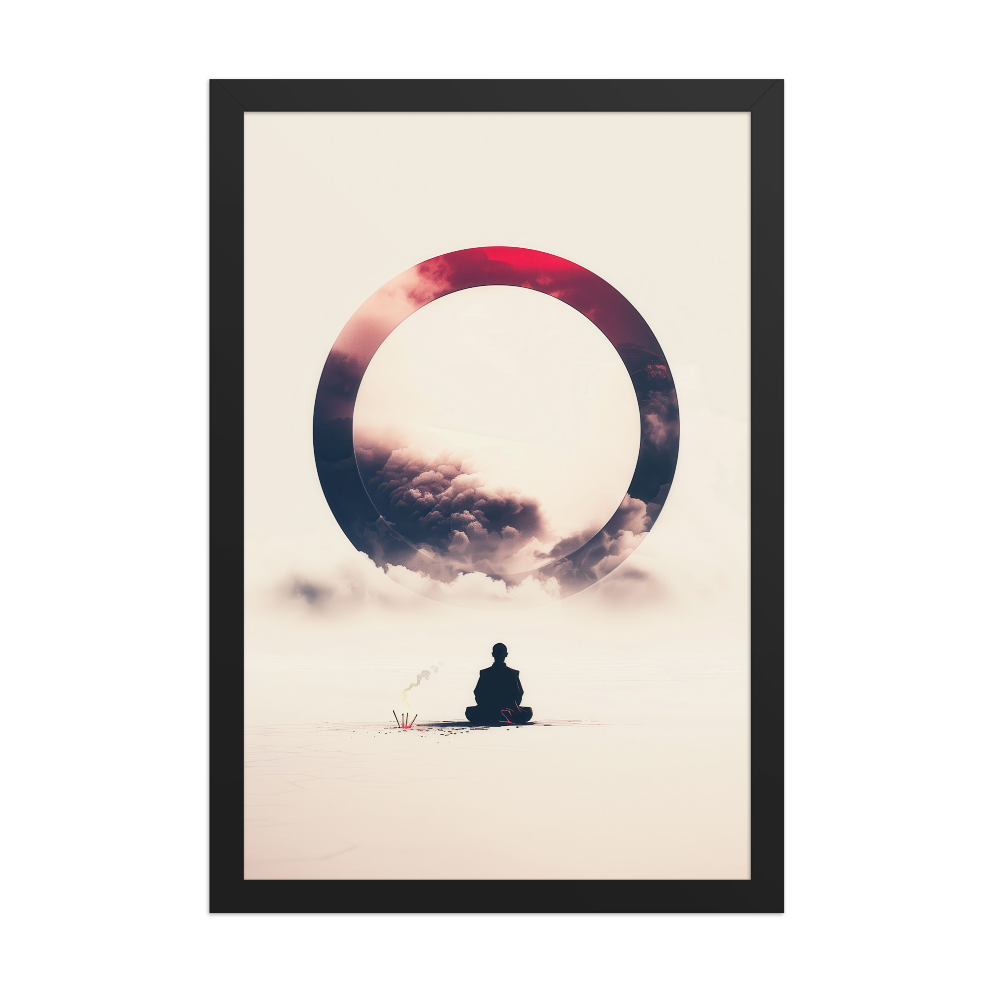 Zen Enso Horizon – Meditative Landscape with Circle Wall Art – Framed Poster - Image 5