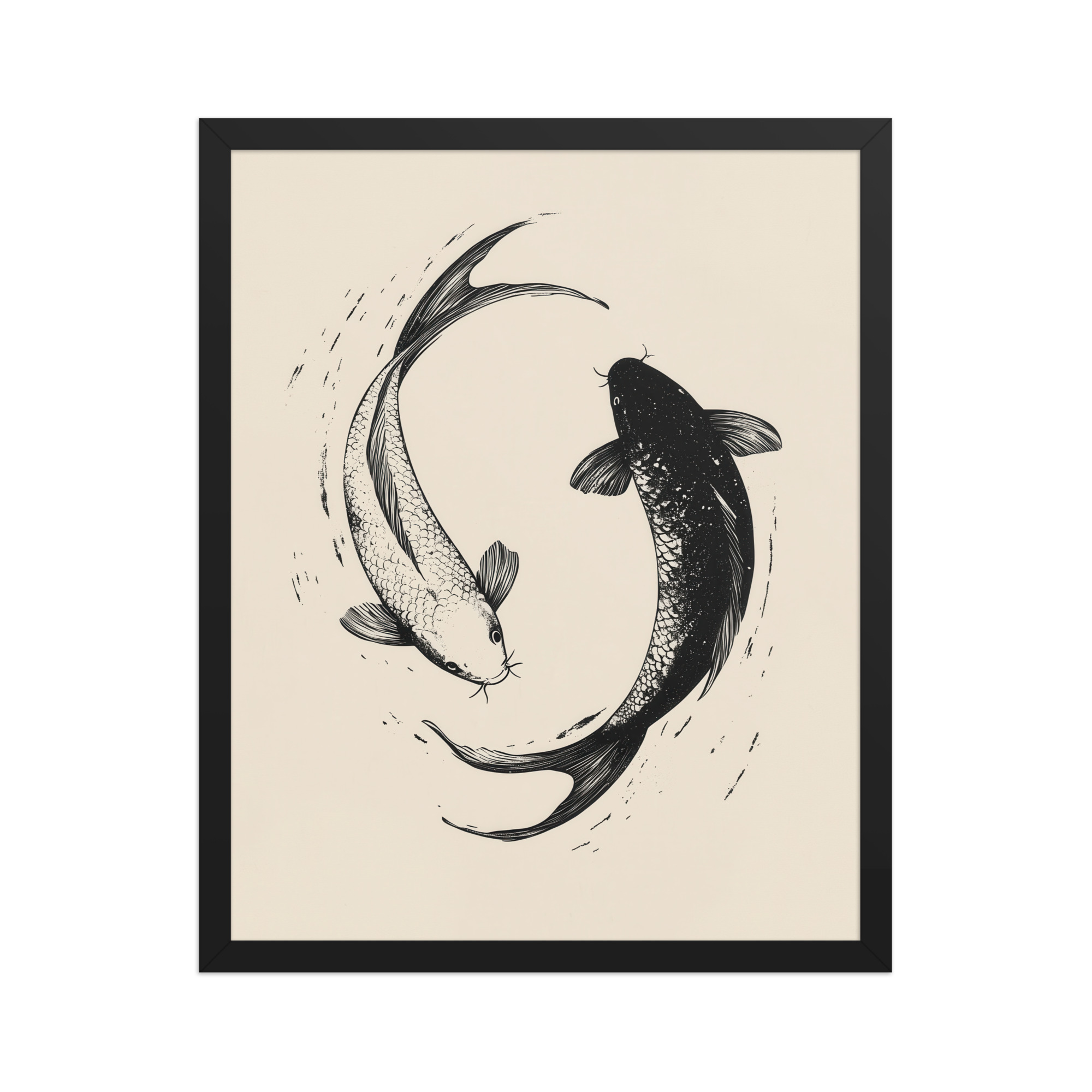Yin and Yang Koi Flow — Minimal Ink Koi Art — Framed Poster - Image 5