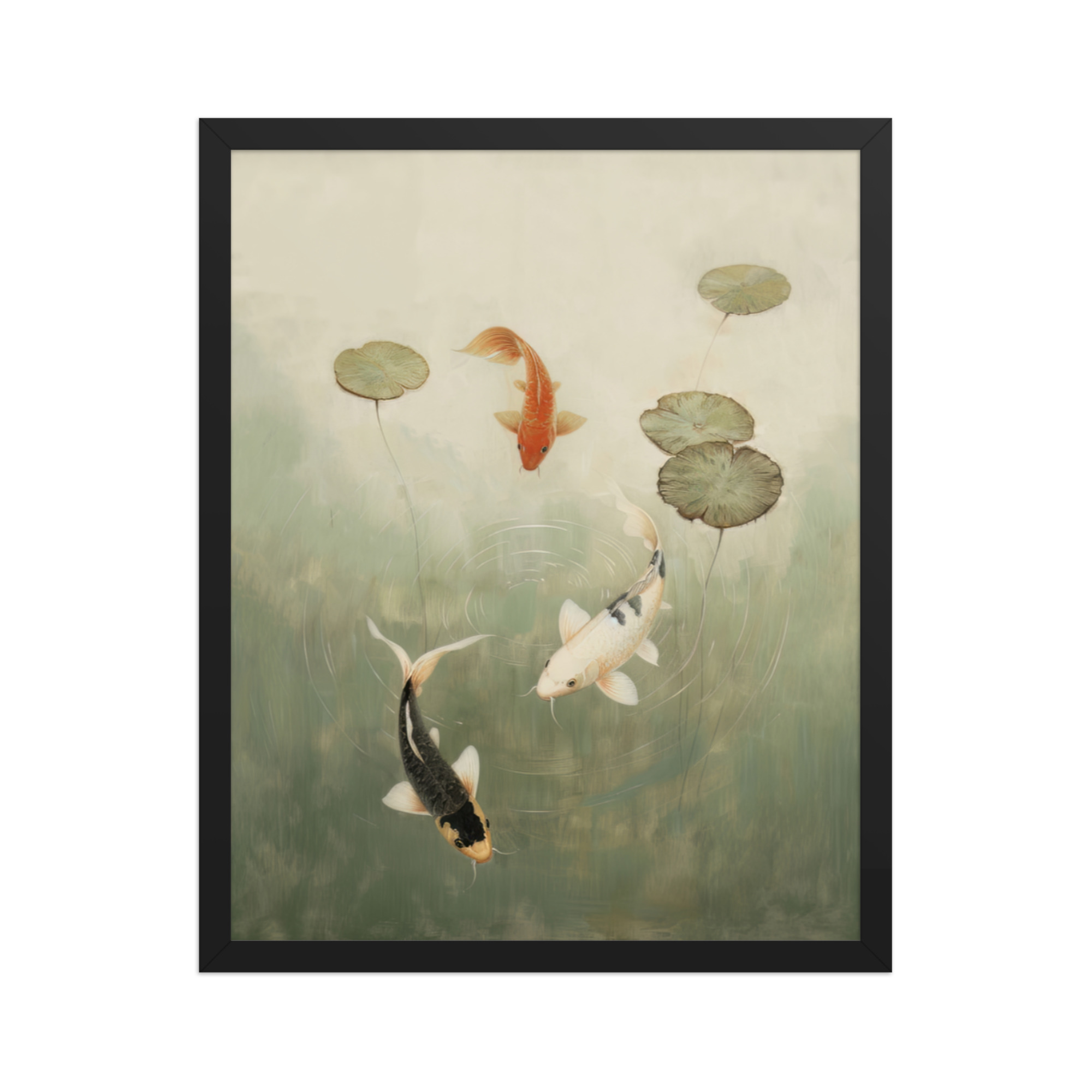 Koi Among Lilies — Tranquil Pond Art — Framed Poster - Image 6