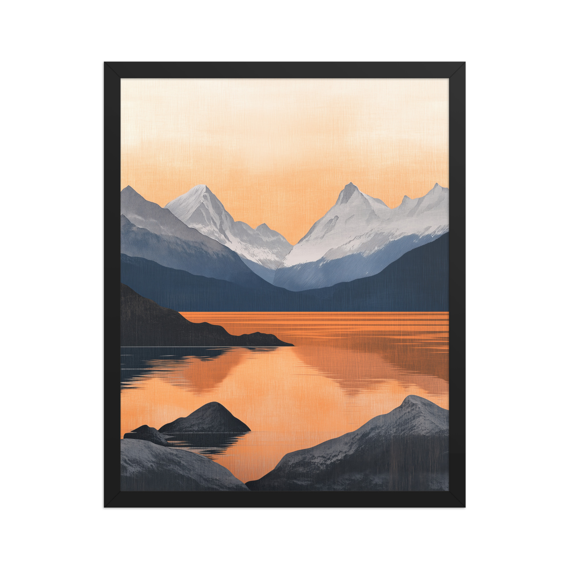 Nordic Sunset Reflections — Serene Mountain Lake Panorama Landscape Wall Art — Framed Poster - Image 5