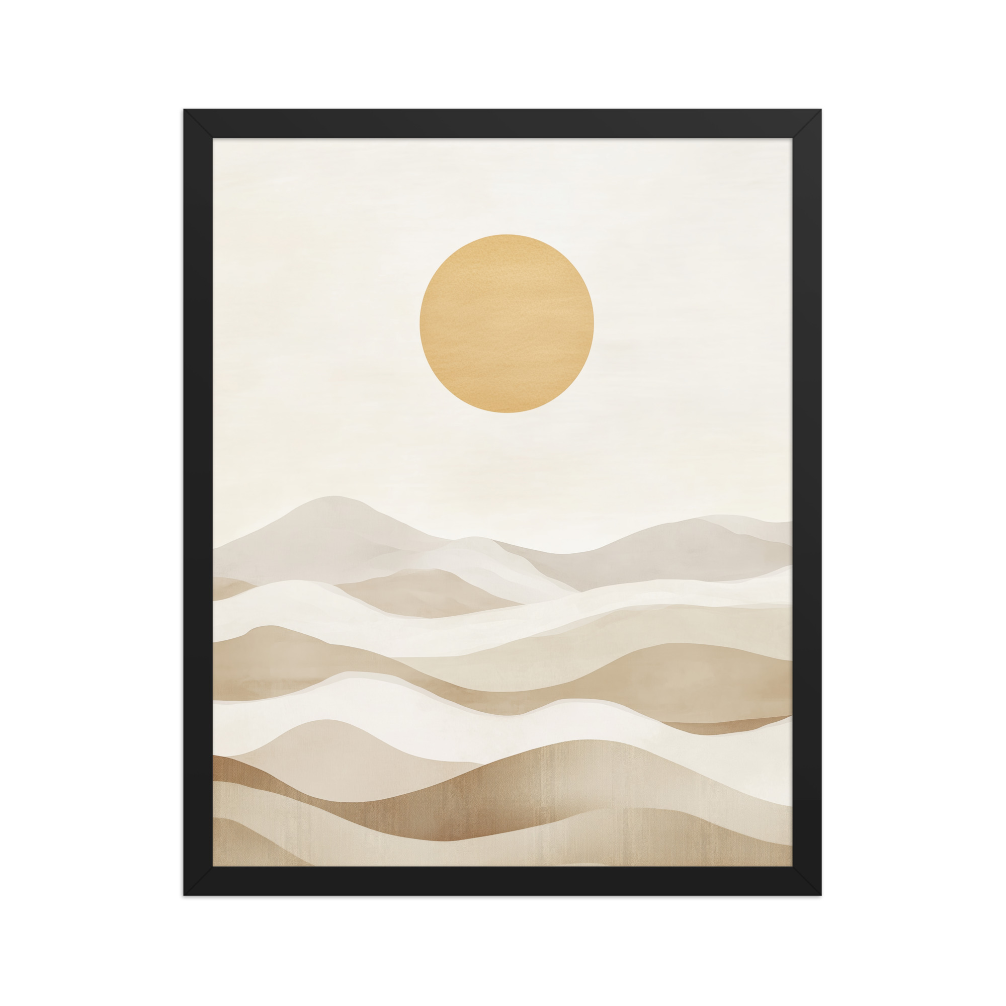 Minimal Dunes and Golden Sun — Japandi Desert Landscape Wall Decor — Framed Poster - Image 5