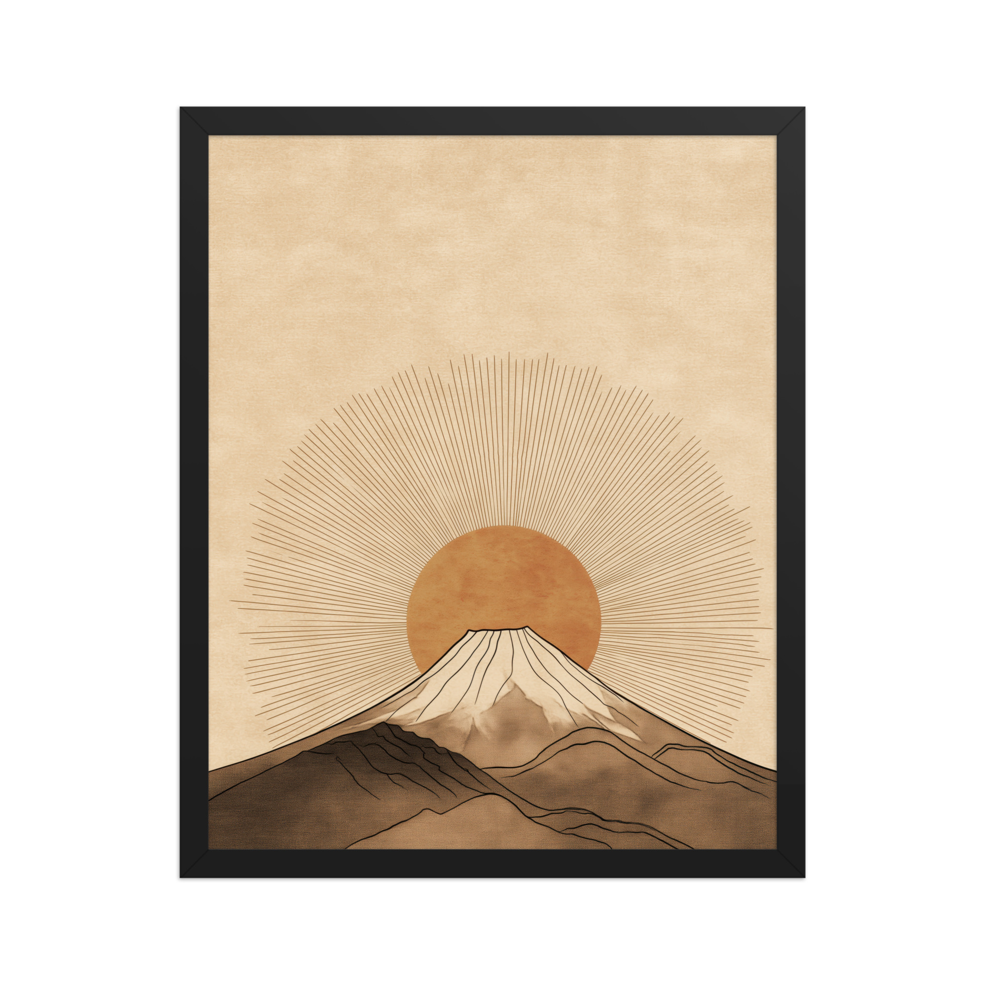 Fuji Radiance — Japandi Sunburst Mountain Wall Art — Framed Poster - Image 4