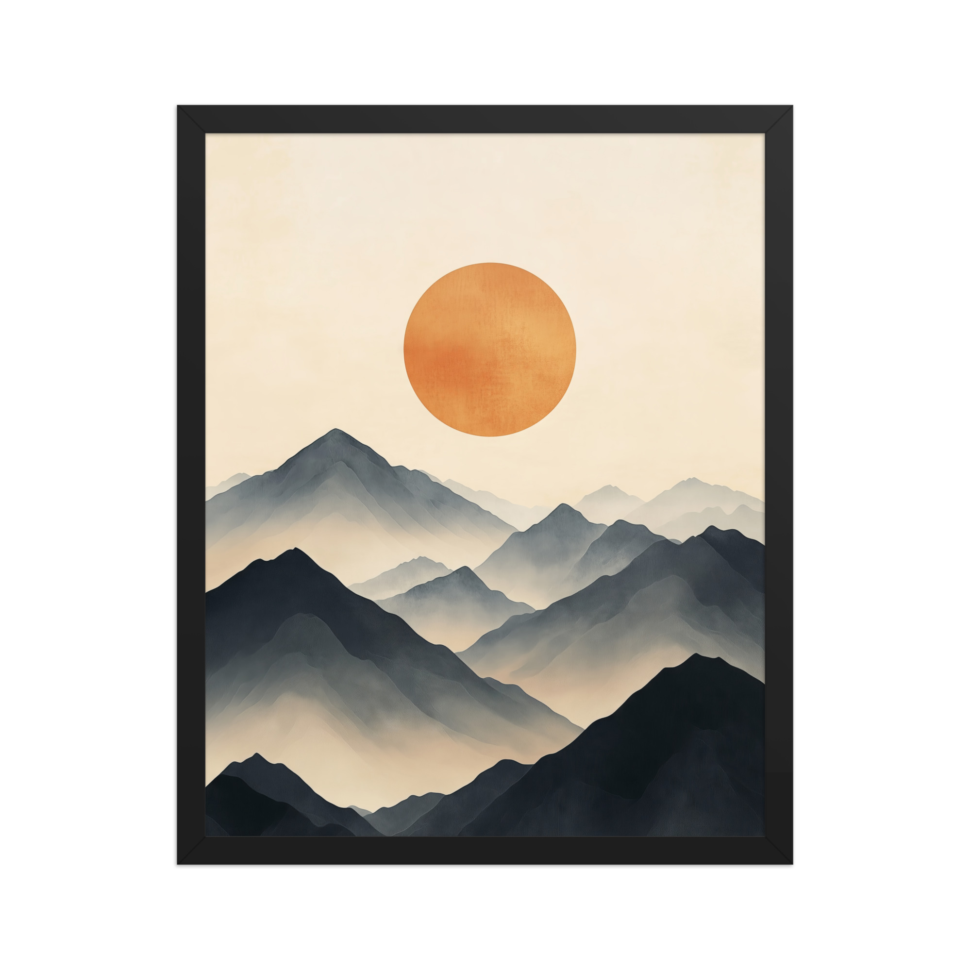 Layered Serenity — Neutral Misty Mountains Wall Decor — Framed Poster - Image 5