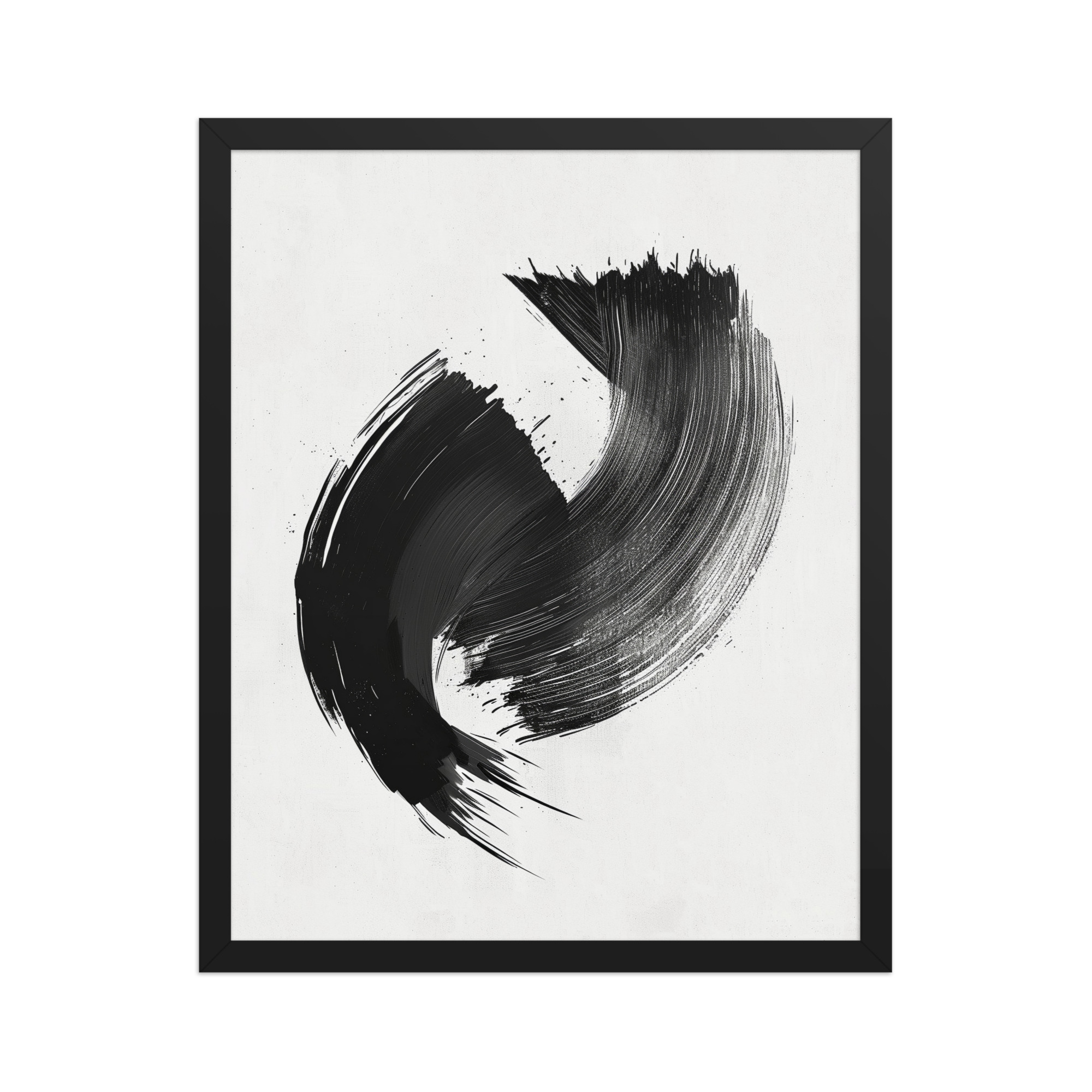 Brushstroke Swirl — Zen Sumi-e Ink Abstract Wall Decor — Framed Poster - Image 5