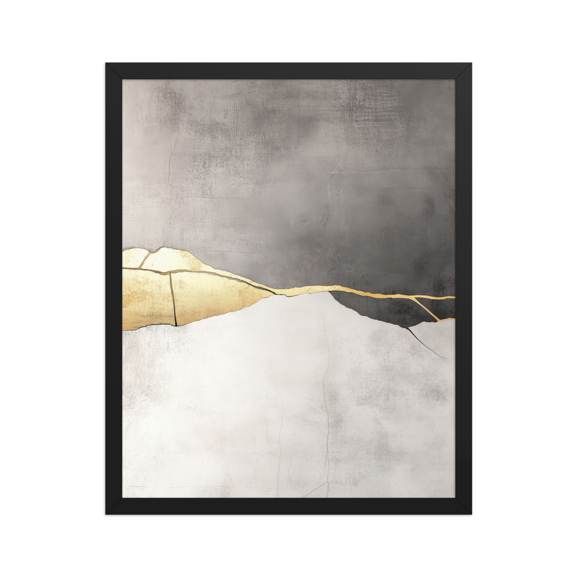 Cracked Harmony — Kintsugi Horizon Abstract with Gold Seam Wall Decor — Framed Poster - Image 4