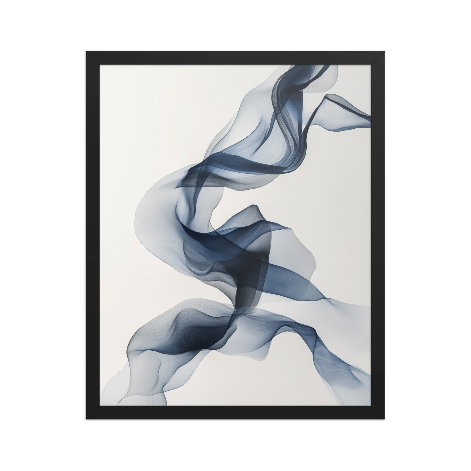 Ethereal Silk — Airy Blue Smoke Ribbon Abstract Wall Art — Framed Poster - Image 4