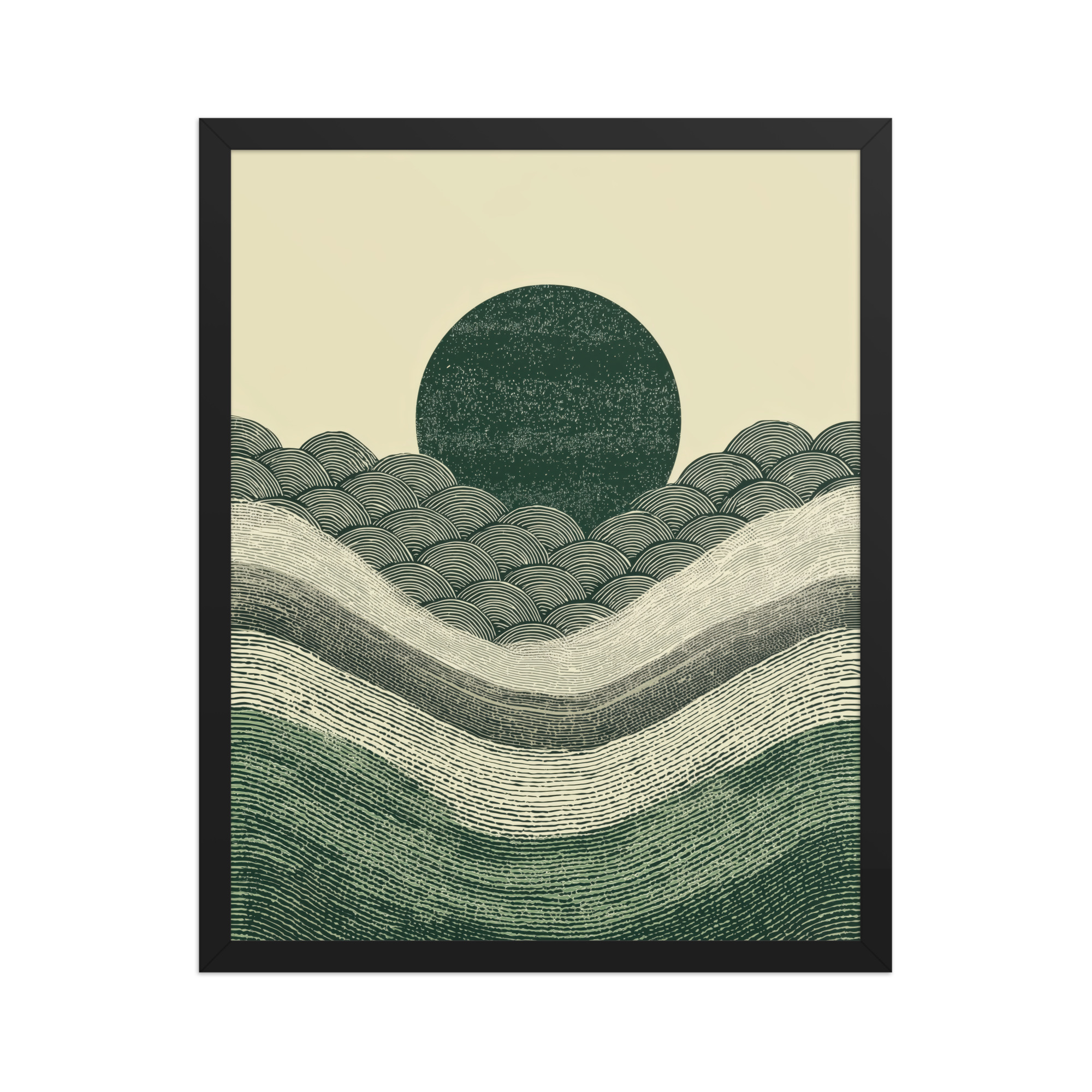 Verdant Rising — Japanese-Inspired Green Landscape Wall Art — Framed Poster - Image 4