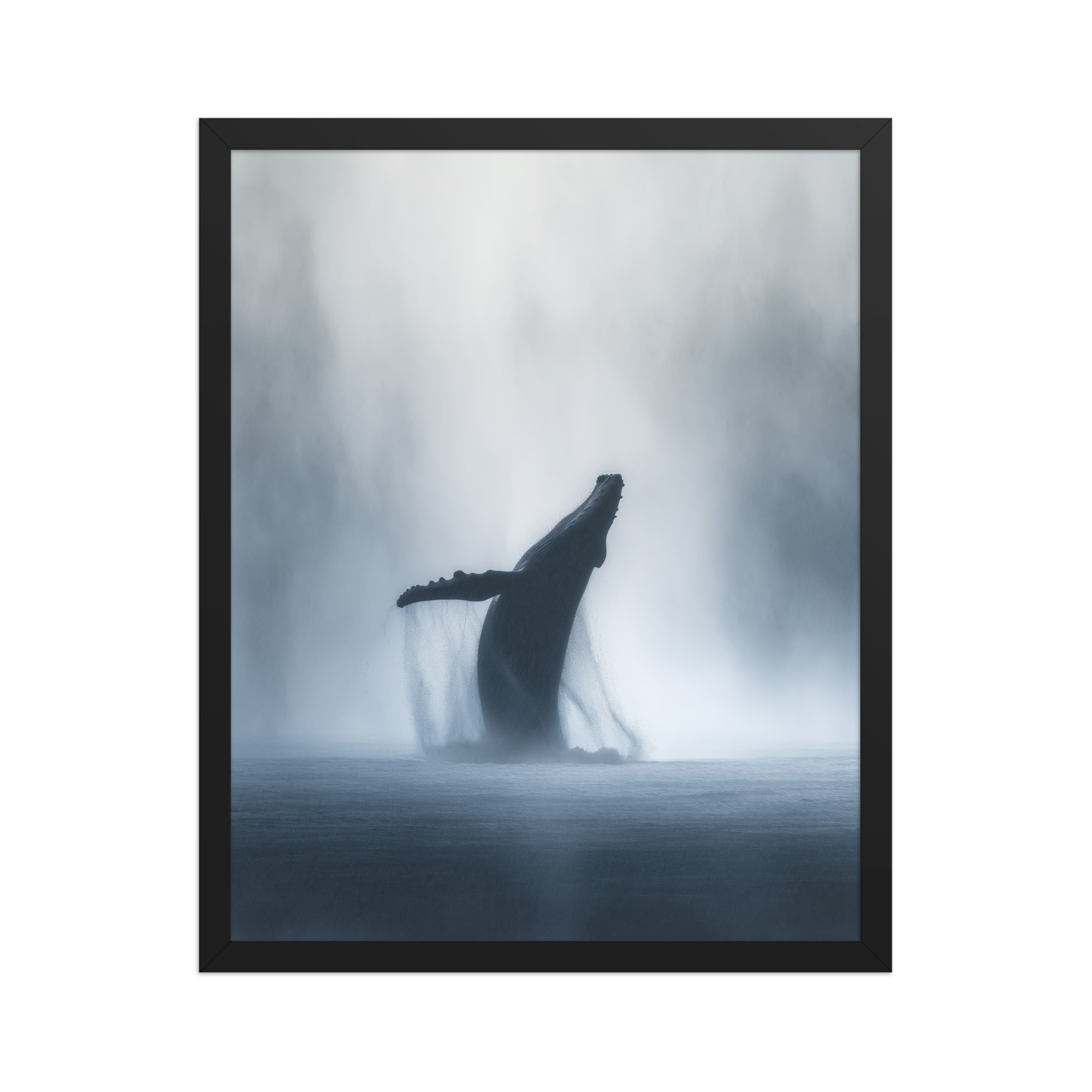 Whale in the Mist — Humpback Breach in Foggy Seascape Wall Decor — Framed Poster - Image 6