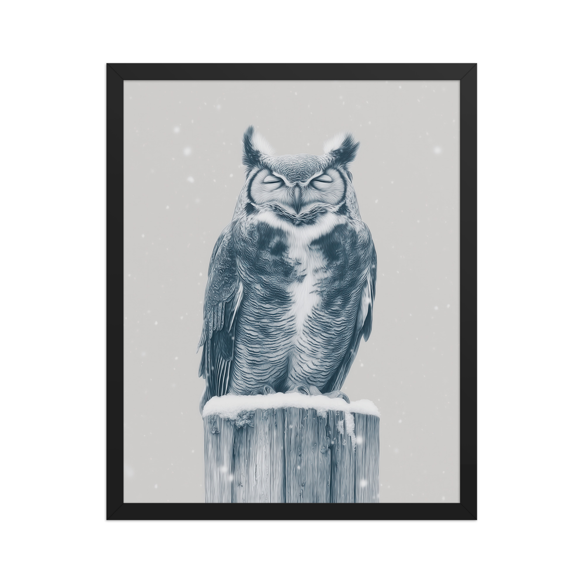 Silent Sentinel – Snow Owl Winter Wildlife Art in Neutrals Wall Decor — Framed Poster - Image 6