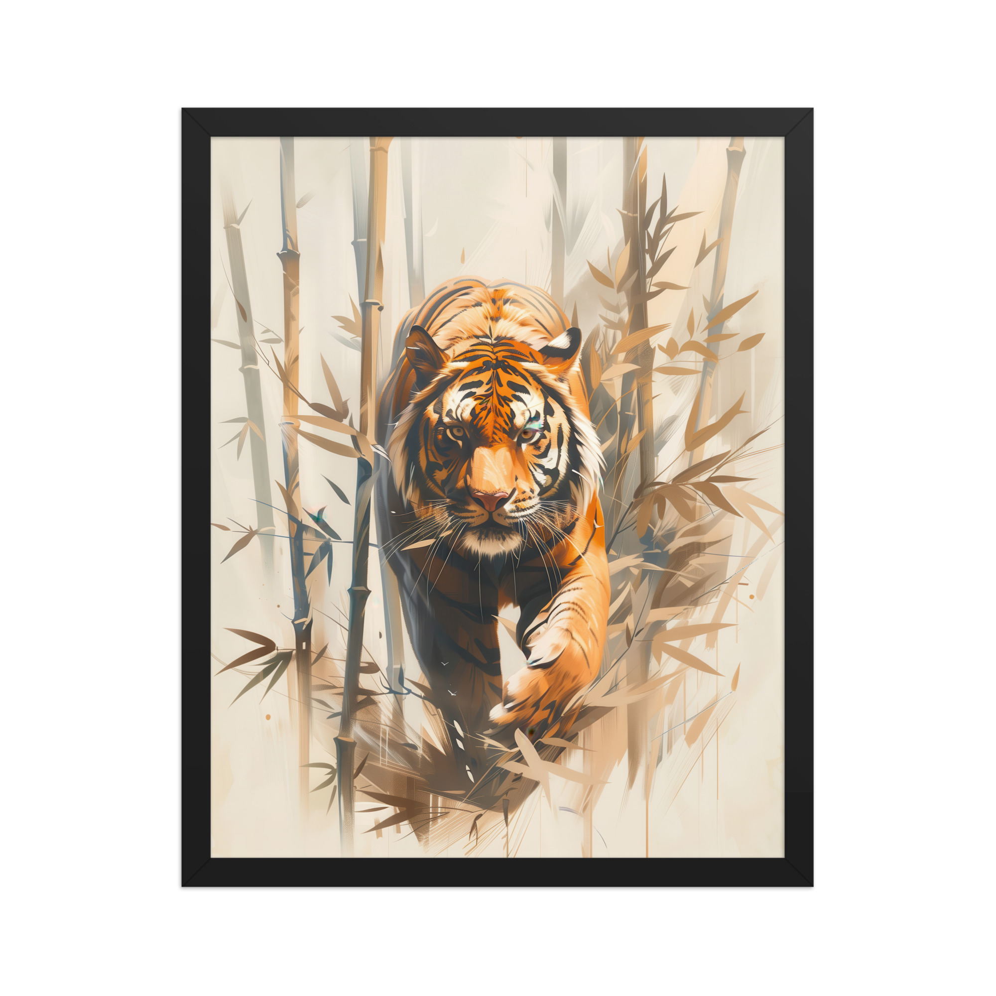 Tiger in Bamboo Mist — Wildlife Tiger in Dynamic Jungle Wall Art — Framed Poster - Image 6