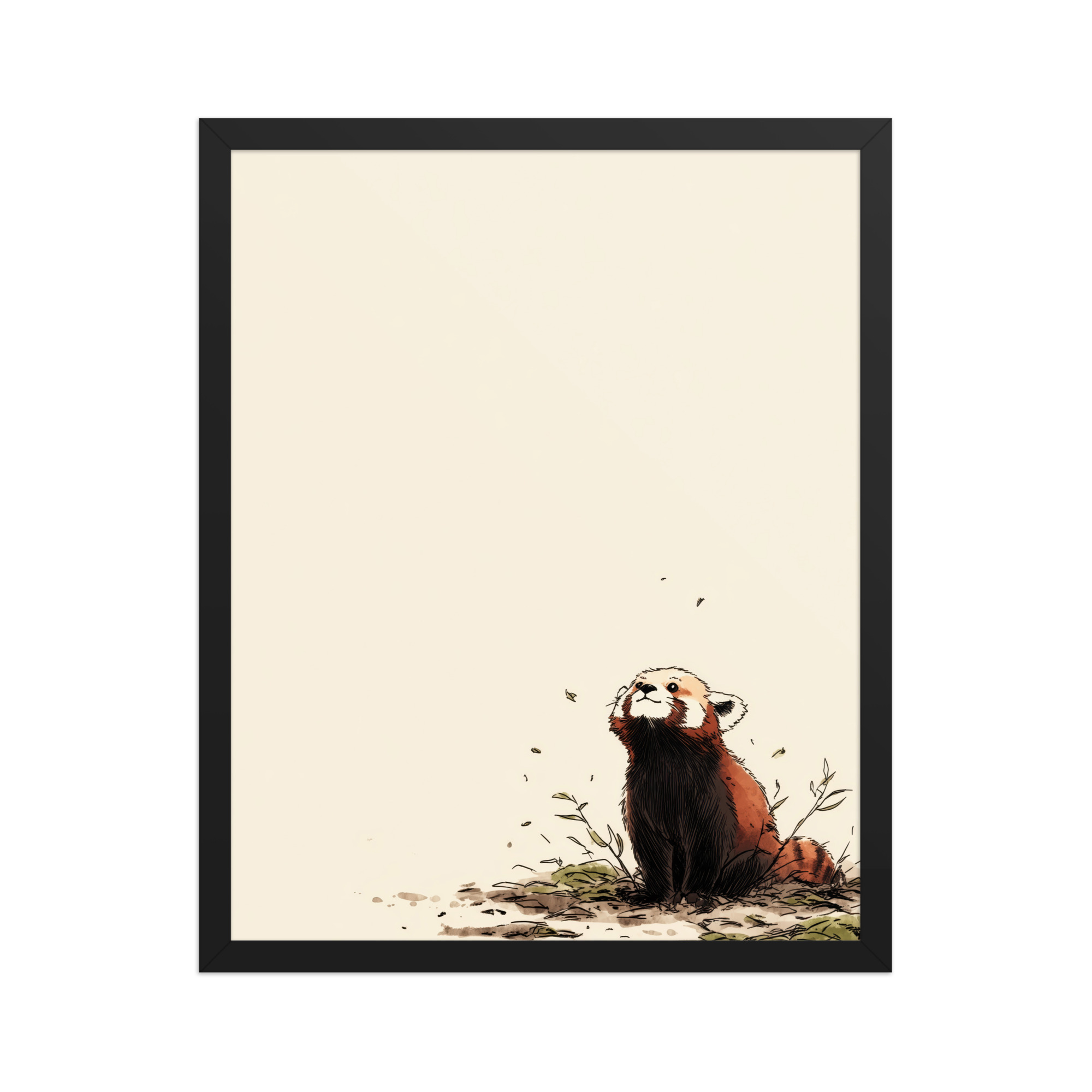 Red Panda in the Wind — Minimal Illustrated Animal Wall Art — Framed Poster - Image 5