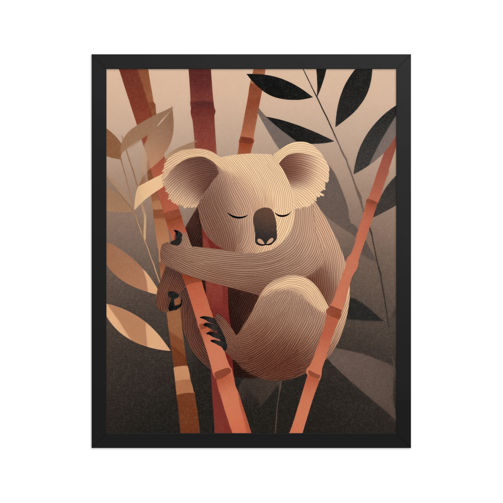Koala Dreams in Bamboo — Minimal Sleeping Koala in Warm Tones Wall Decor — Framed Poster - Image 6