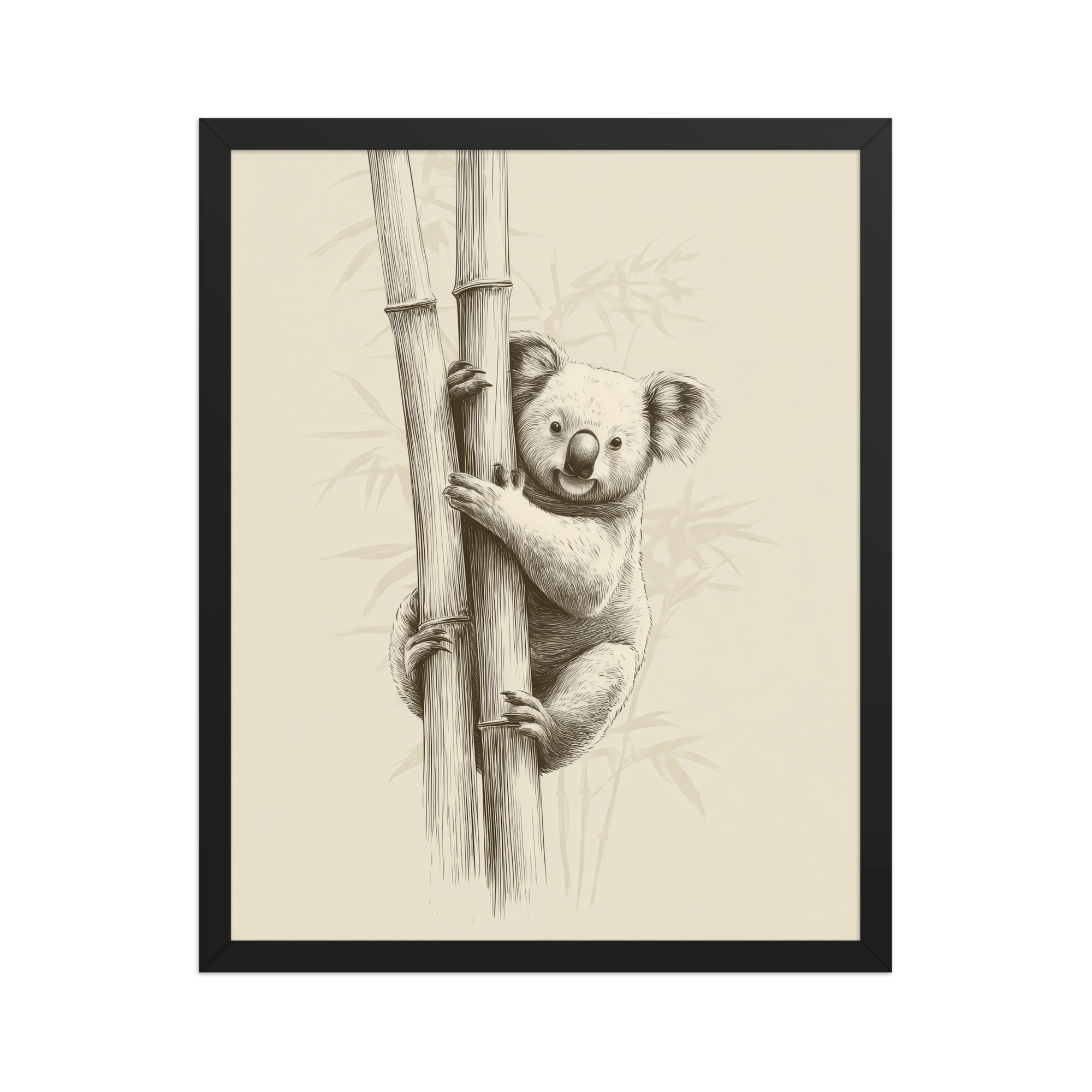 Koala Bamboo I — Koala Illustration in Warm Neutrals Wall Decor — Framed Poster - Image 6